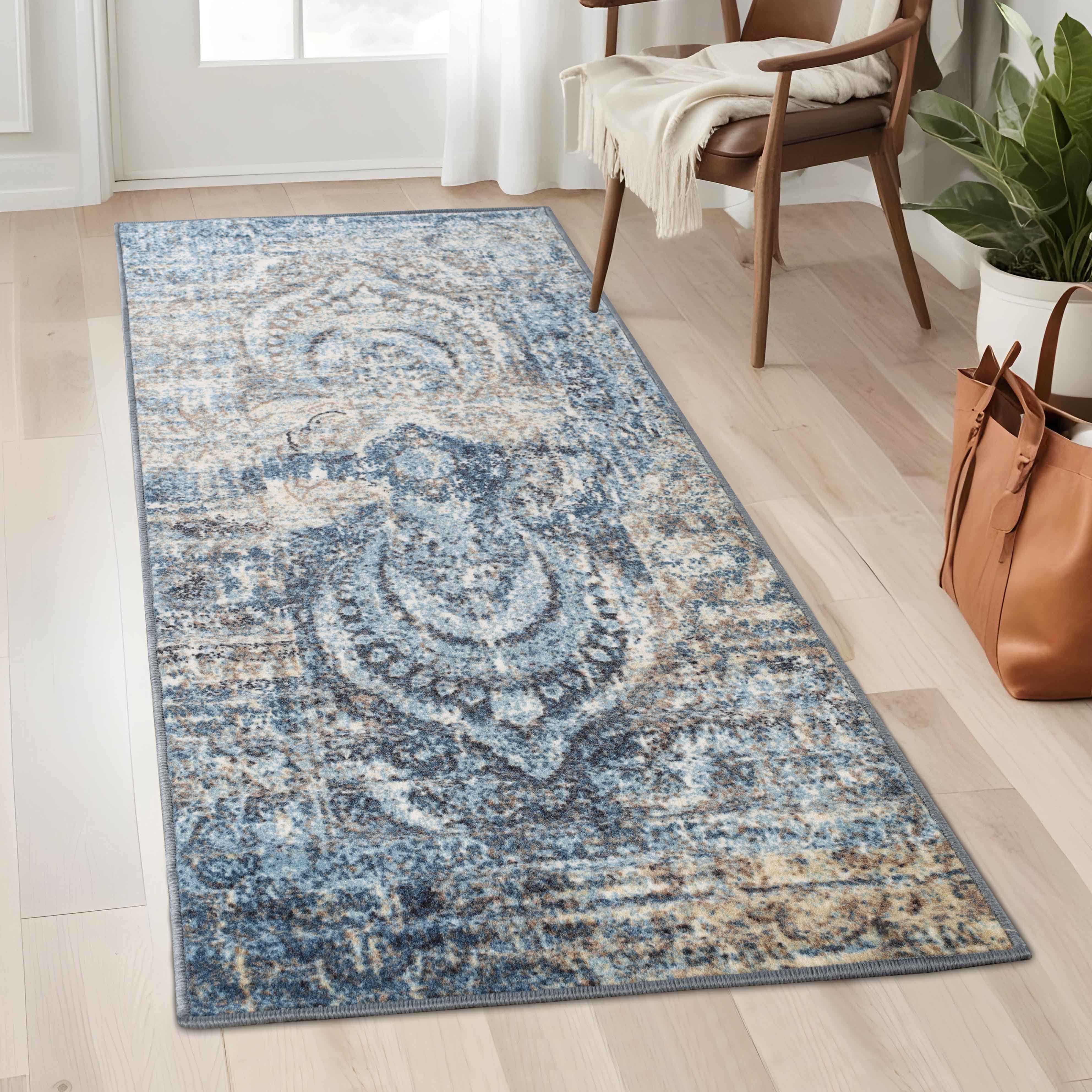 Salford Modern Medallion Non-Slip Indoor Area Rug - Soft Comfortable Living Room Carpet for Home Decor, Bedroom, Nursery & Office (5x7 Feet)