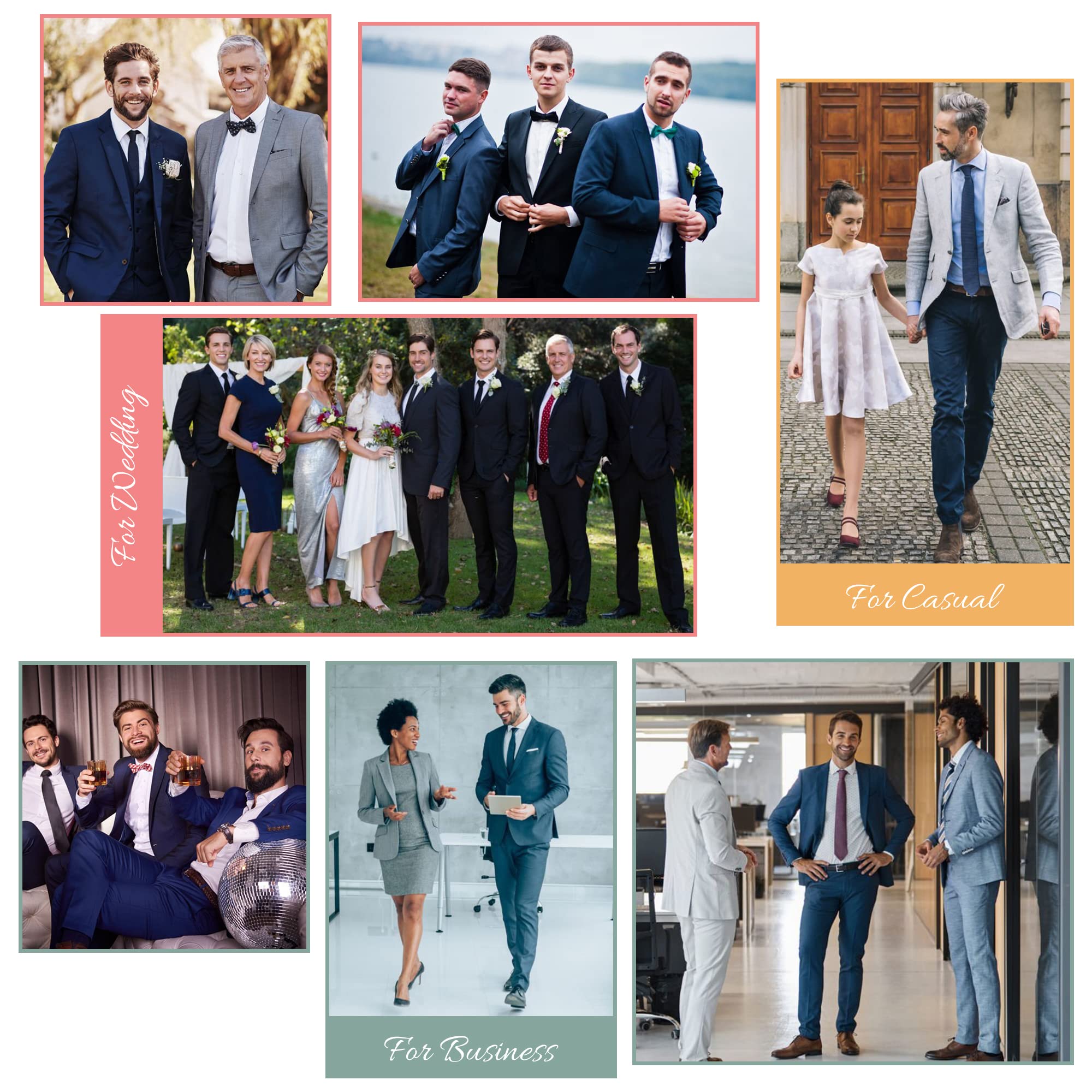 Antonio Uomo Men's Slim Fit 3-Piece Suit Set - Blazer, Vest & Dress Pants for Business, Wedding & Formal Events | Premium 2-Button Jacket for Office, Party & Special Occasions