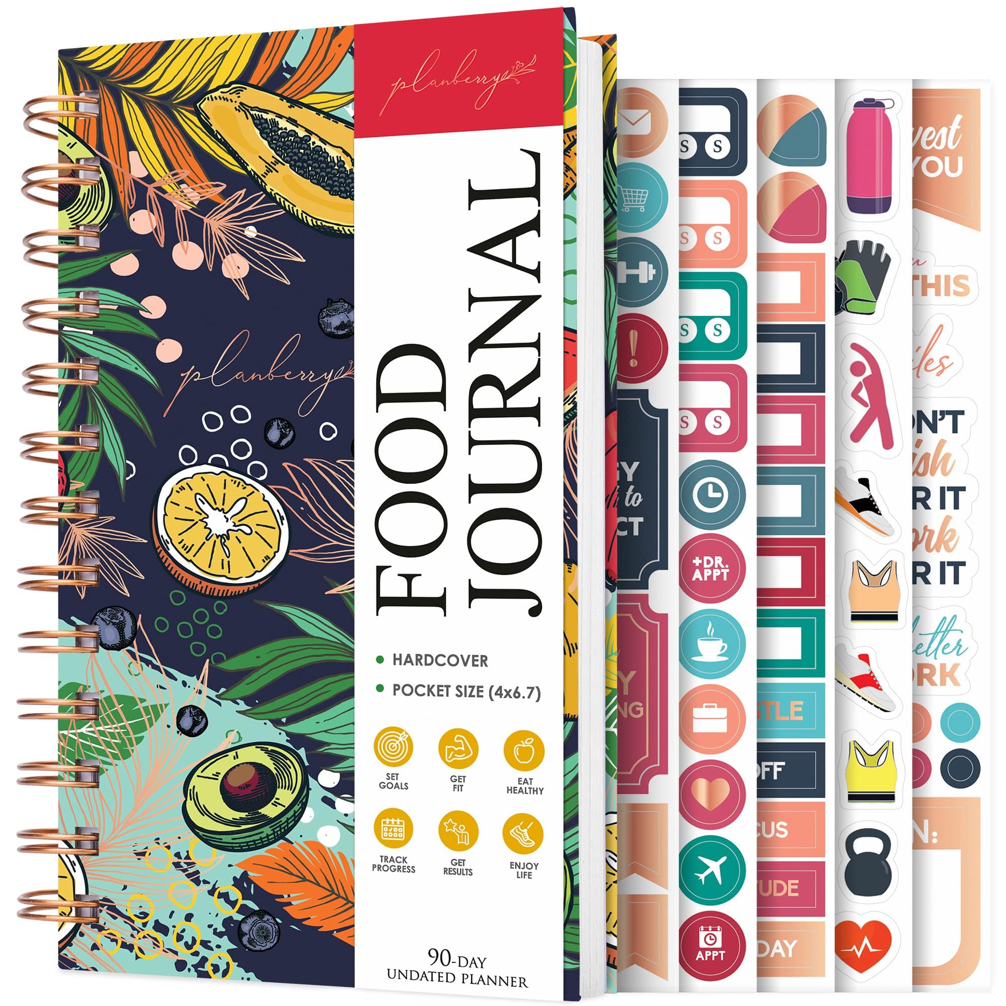 PLANBERRY Premium Pocket Food Journal - Nutrition & Diet Planner, Calorie & Weight Loss Tracker, Meal & Exercise Diary (Summer Smoothie) | Perfect for Healthy Eating, Fitness Tracking & Weight Management