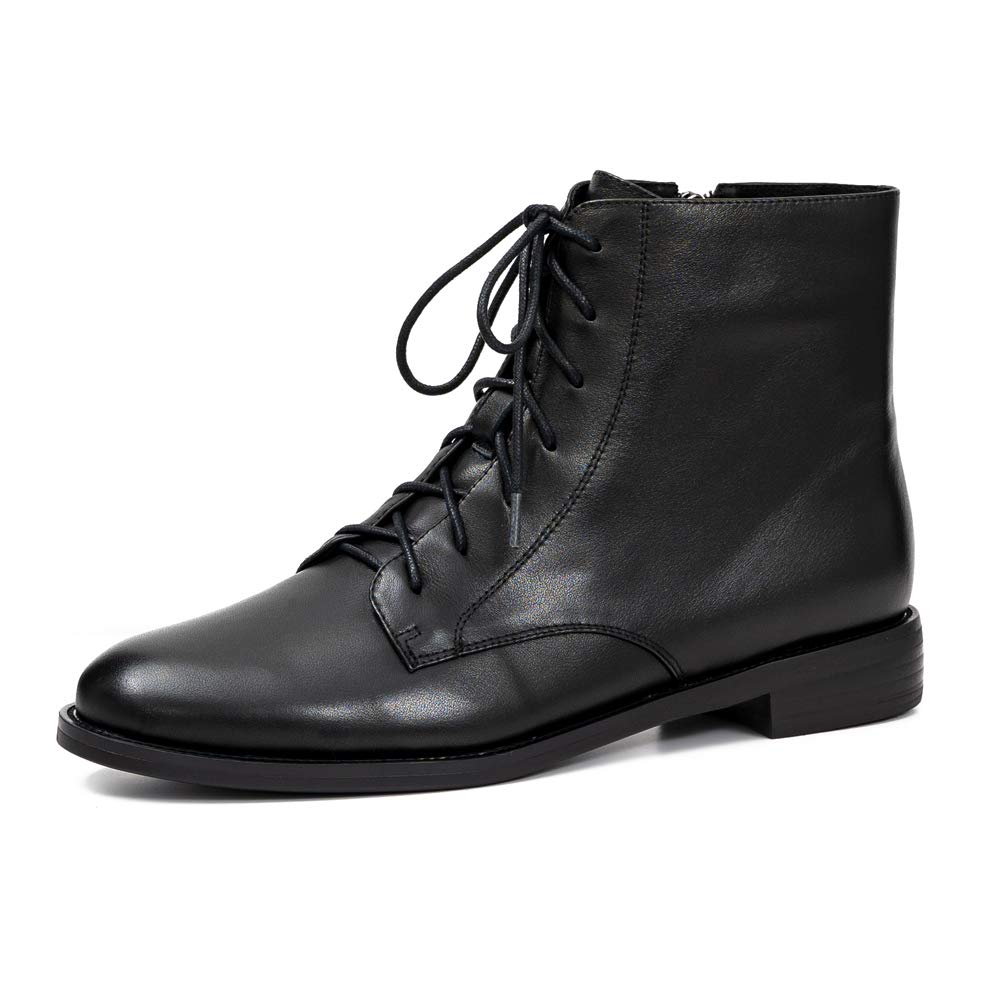 Stylish Women's Lace-up Leather Ankle Boots - Fashionable Chunky Heel Booties for Fall & Winter - Perfect for Office, Dating & Night Out