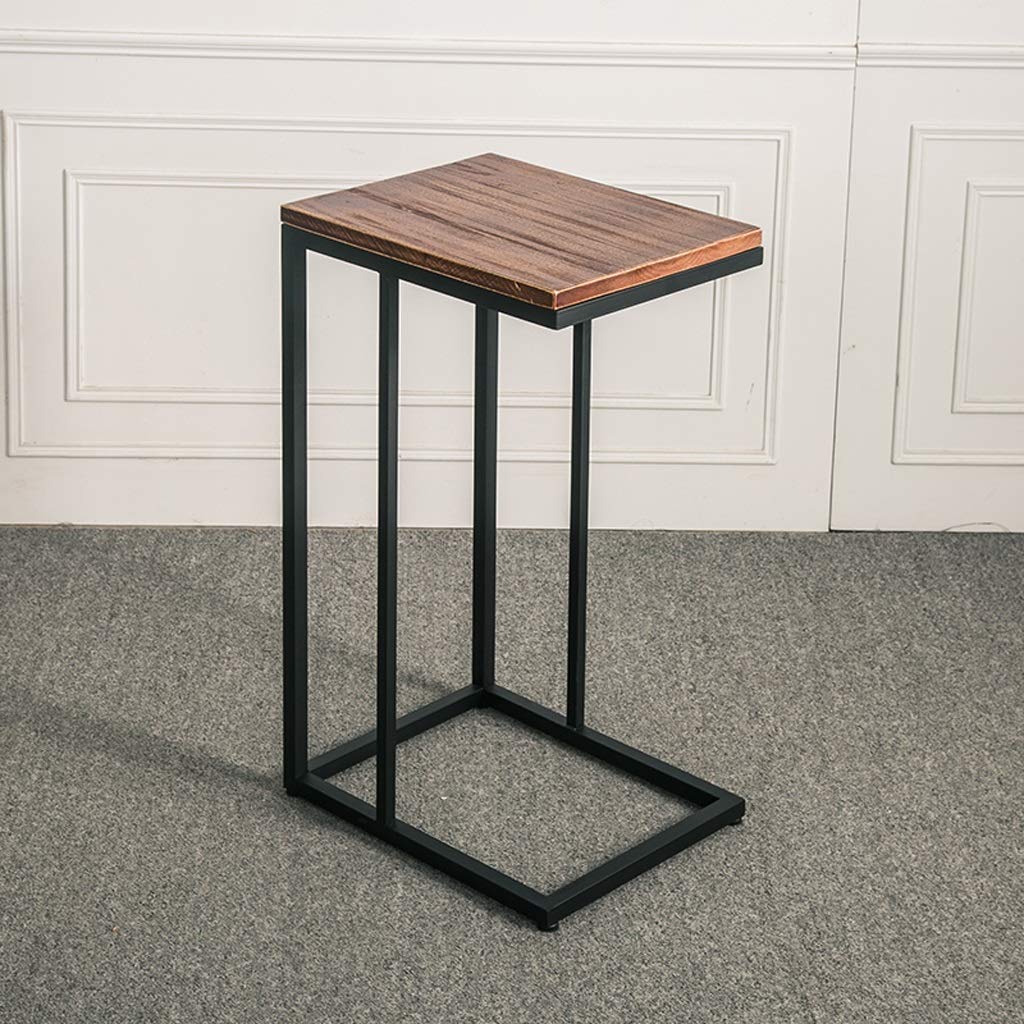 Modern C-Shaped End Table with Wood Finish & Steel Frame - Multi-Functional Nightstand, Coffee Table, Sofa Side Table for Living Room, Bedroom, Office - Perfect for Snacks, Books & Decor