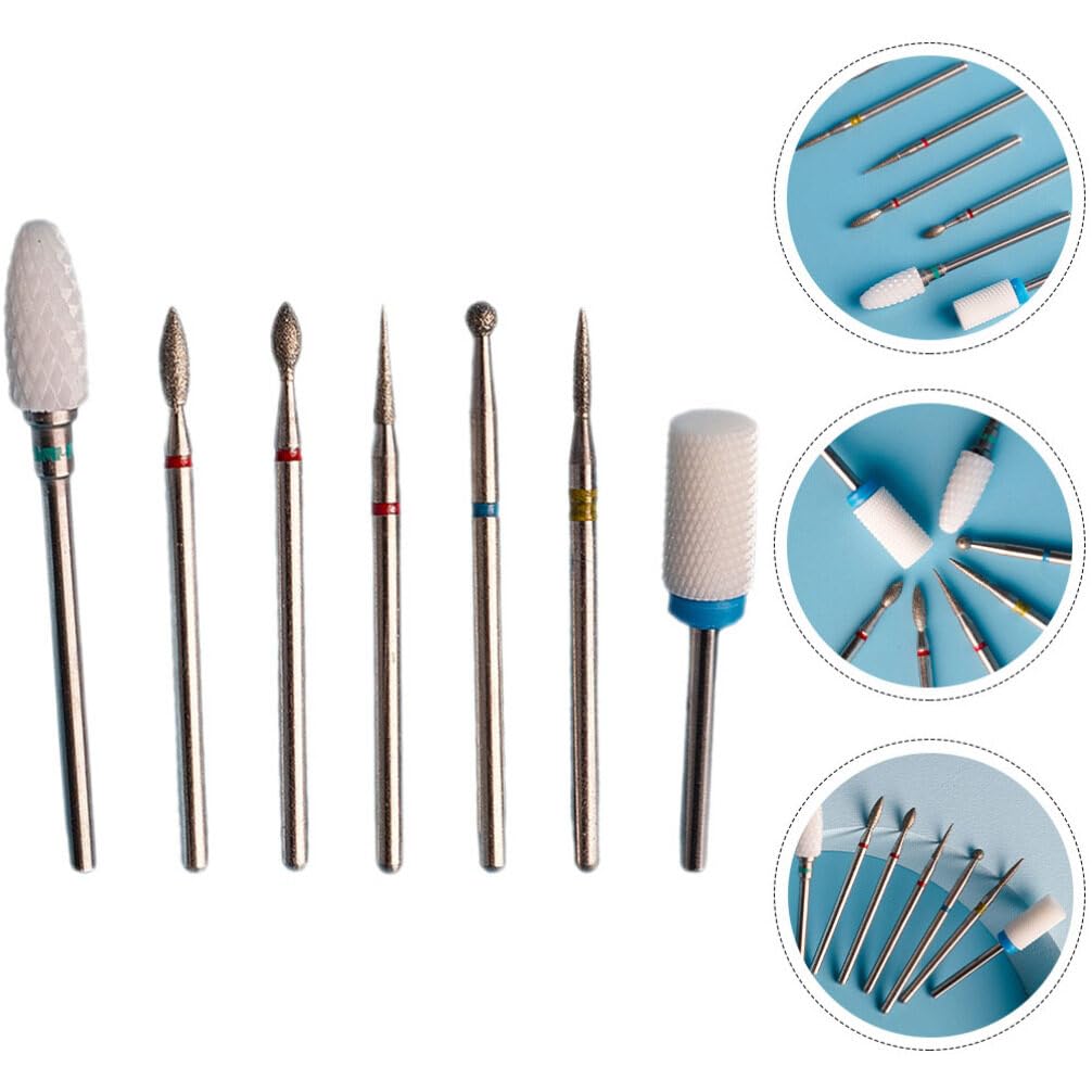 EXCLUZO 7-Piece Professional Manicure Drill Bit Set for Nail Art, Grinding & Cuticle Care - Perfect for Home & Salon Nail Care