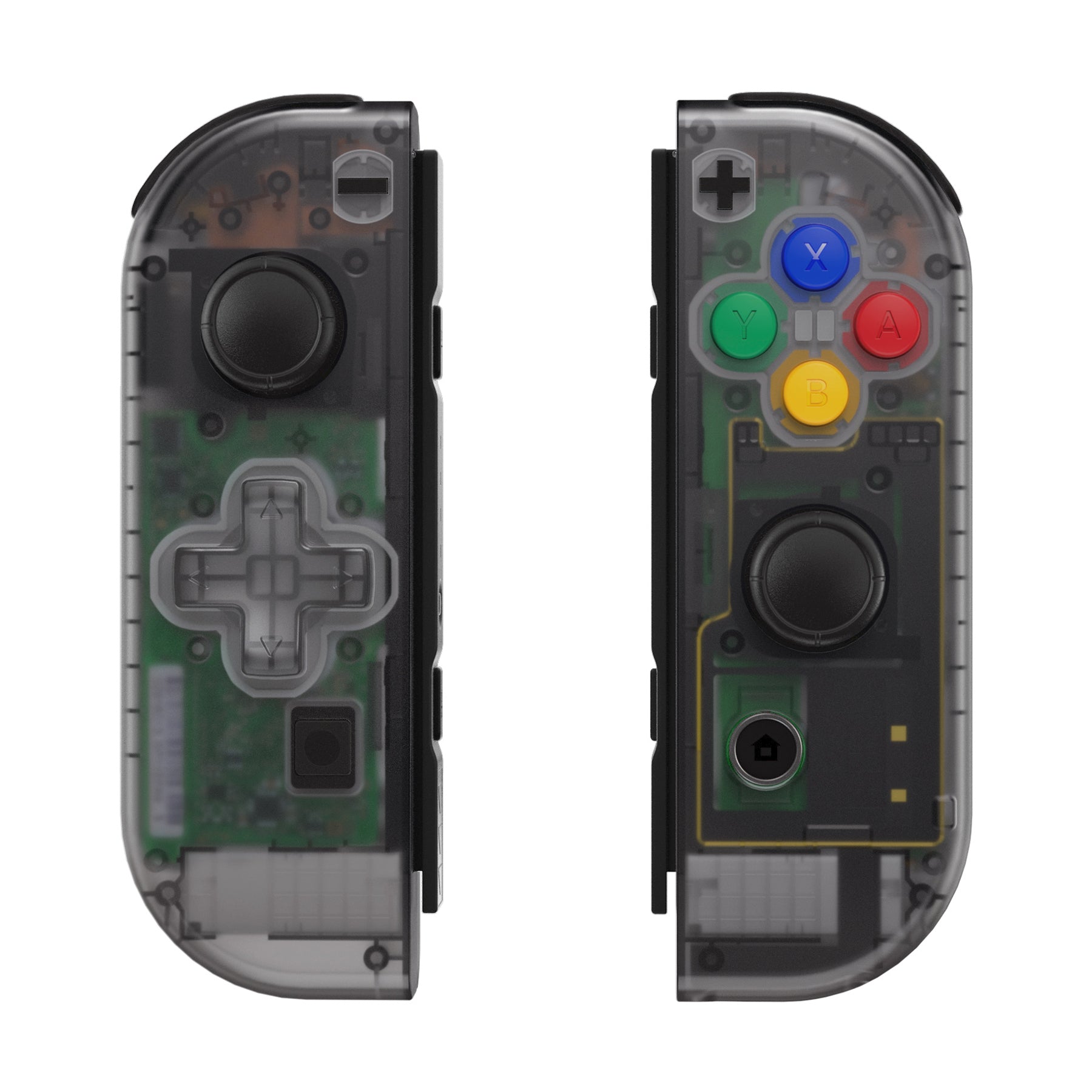 eXtremeRate D-Pad Replacement Shell Case with Buttons for Nintendo Switch Joy-Con (Clear Black) - Upgrade Your Gaming Experience for NS Switch Controllers
