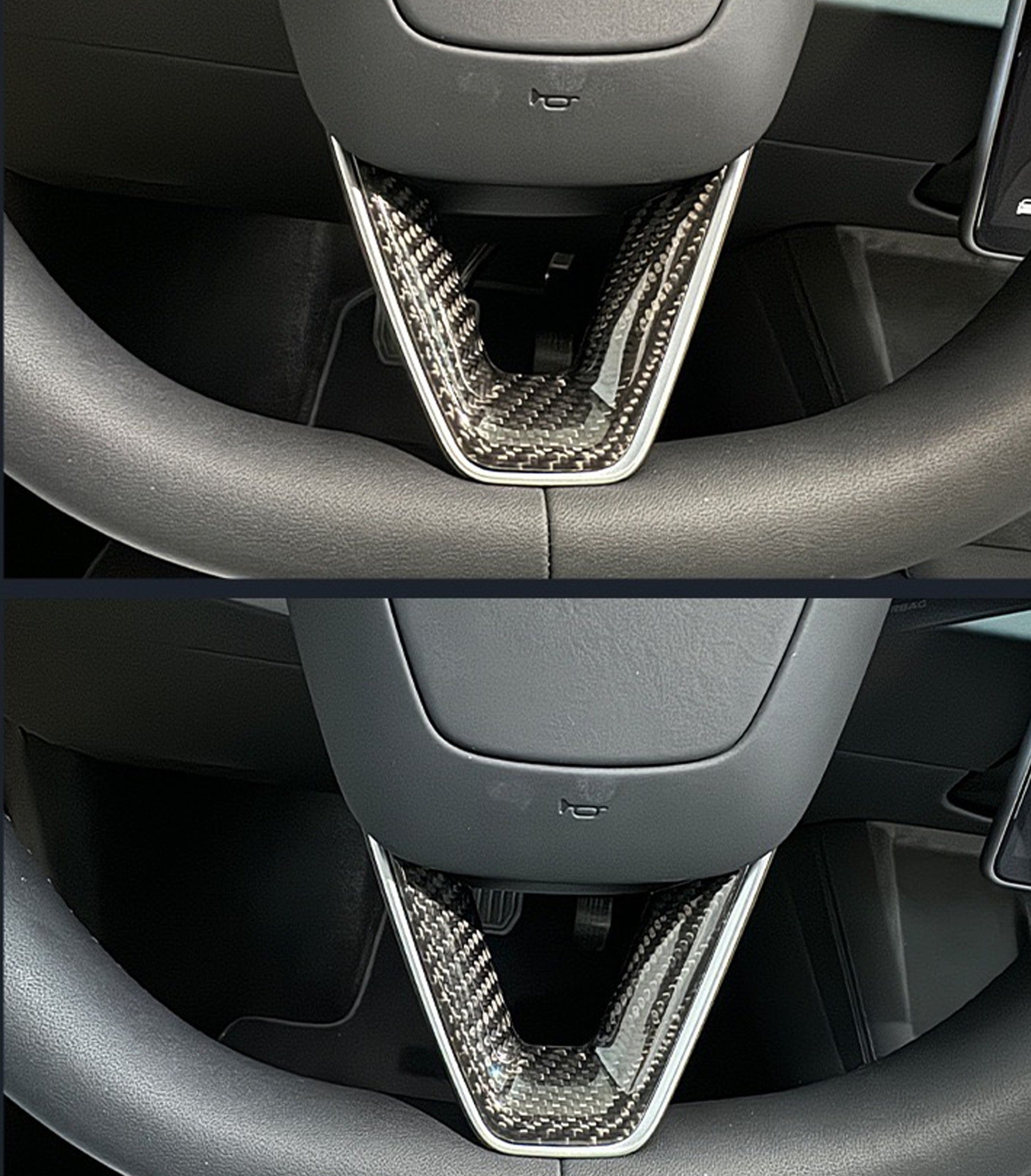 Premium Carbon Fiber Steering Wheel Trim Kit for Tesla Model 3 Highland (3-Piece Set) - Enhance Interior Style & Grip for Daily Driving & Performance