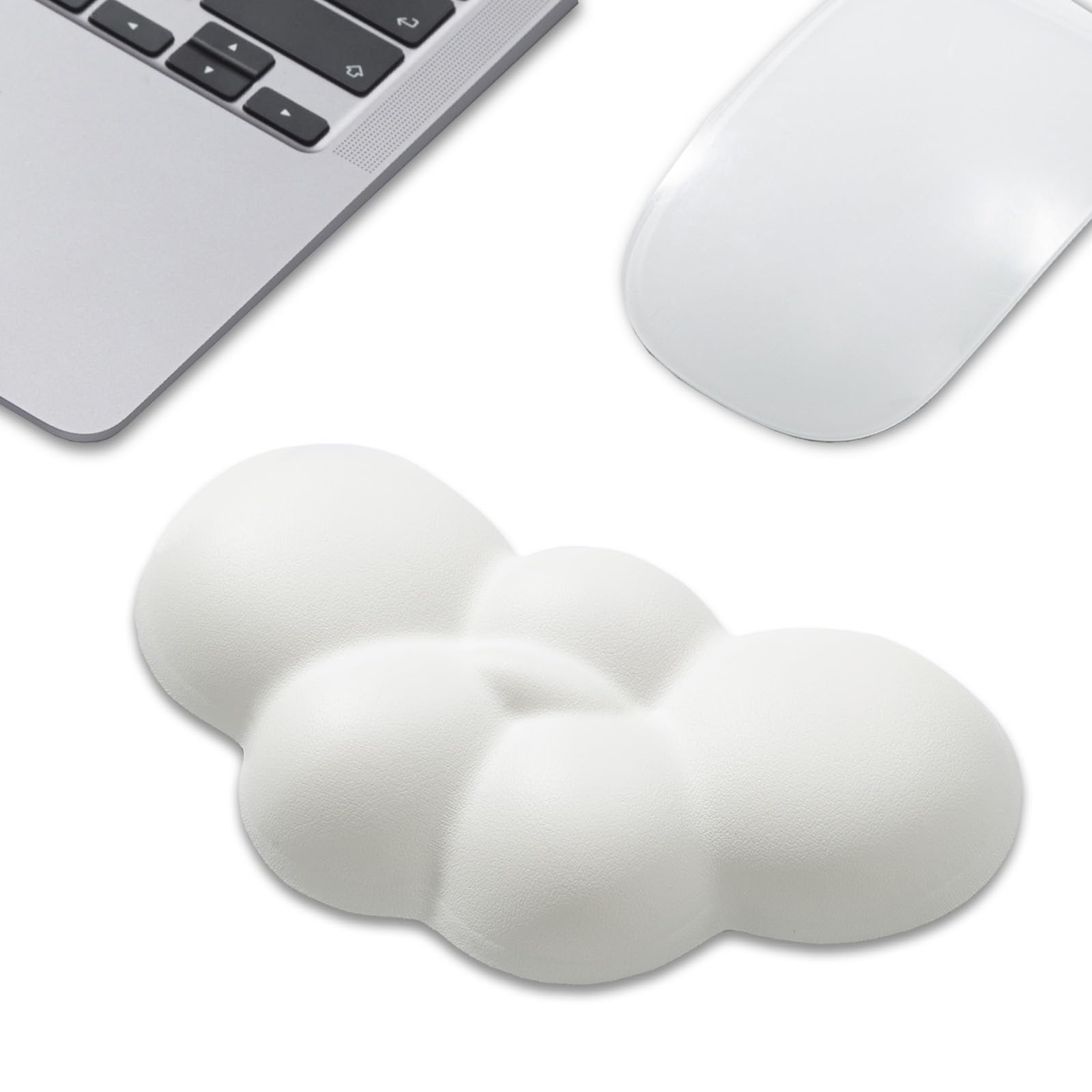 Leolee Cloud Mouse Wrist Rest - Ergonomic Memory Foam Wrist Support Pad with Leather Surface & Non-Slip Base - Relieves Wrist Pain for Gaming, Office Work, Computer & Laptop Use - Perfect for Long Hours of Typing and Mouse Work