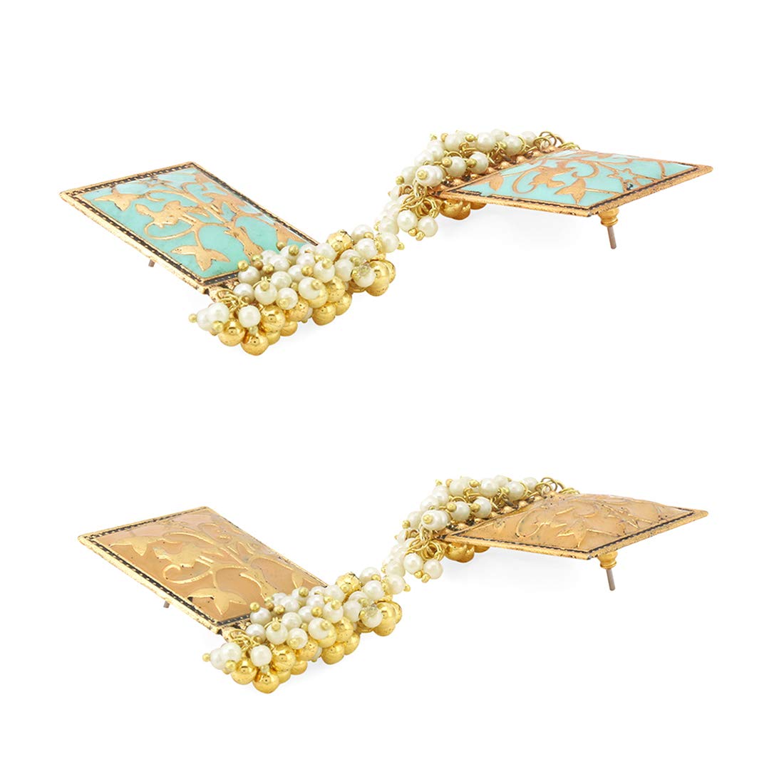 Yellow Chimes Stud Earrings for Women - 2 Pairs Multicolor Meenakari Moti Design Traditional Jewelry Set | Perfect for Daily Wear, Parties & Festive Occasions