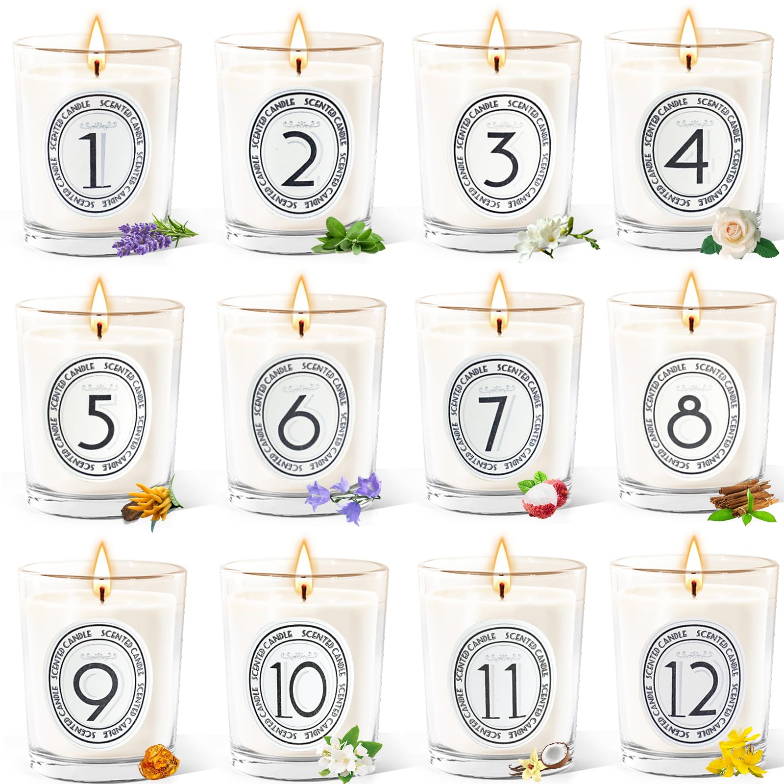 12 Pack Scented Candles Gift Set - 12 Fragrances Aromatherapy Soy Wax Candles for Home, Birthday, Wedding & Spa | Relaxing Scented Jar Candles for Women, Men, Friends & Coworkers | Perfect for Home Decor, Romantic Dinners & Stress Relief