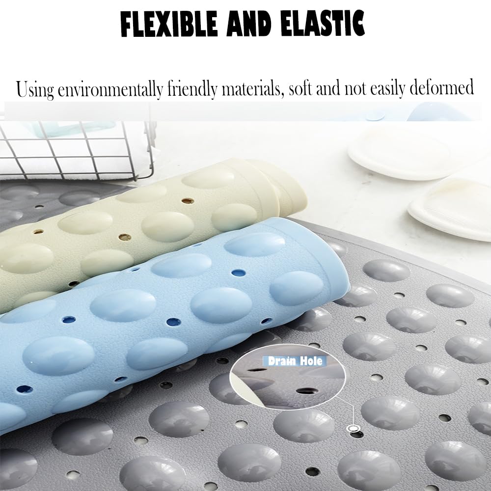 Non-Slip Corner Shower Mat 25.5 x 25.5 Inches - Quick Dry Bath Mat with Suction Cups & Drain Holes, Machine Washable Shower Stall Mats for Bathroom Safety - Perfect for Wet Floors, Elderly Safety & Spa-Like Bathroom Experience (White)