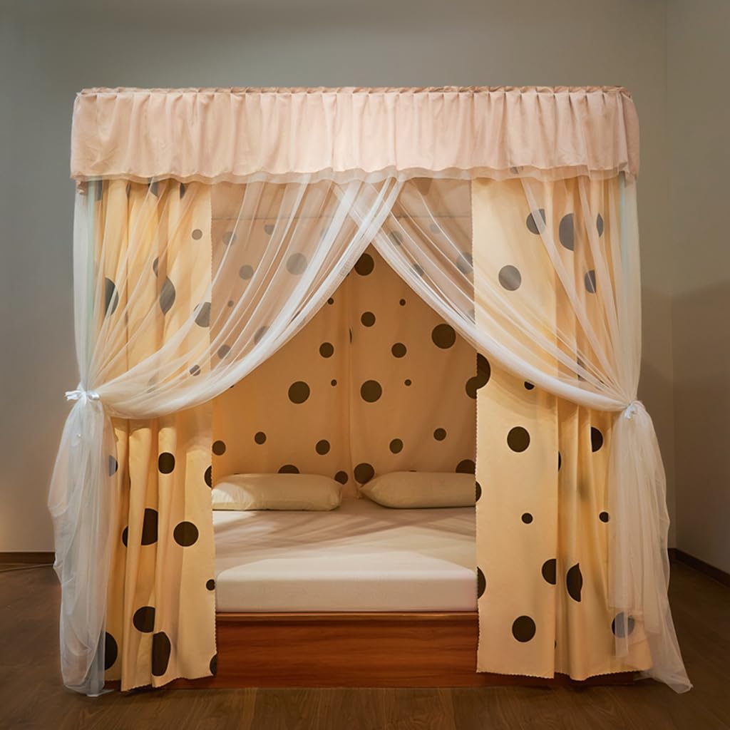 Princess 4 Corner Post Bed Canopy & Mosquito Net for Girls Bedroom - Twin/Full/Queen/King Size (Flower-Jade, Full) - Perfect for Kids Rooms, Adult Bedrooms & Dreamy Sleep Protection