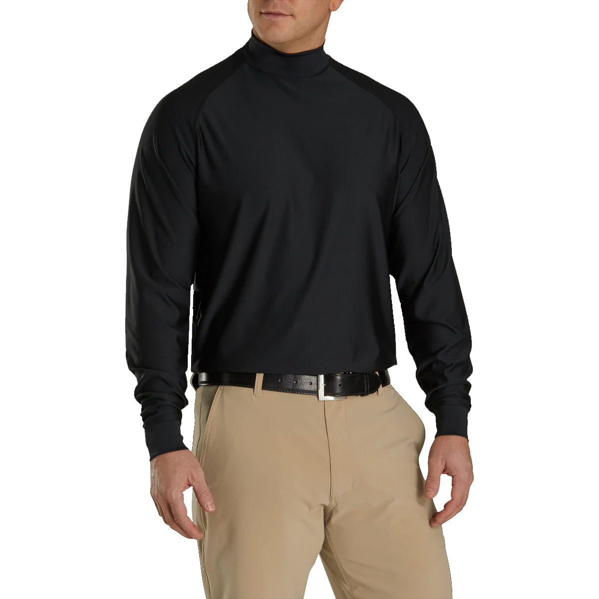 FootJoy Mock Black Men's Long Sleeve Golf Shirt - Moisture-Wicking Performance Polo for Golfers - Perfect for Golf Tournaments & Casual Wear