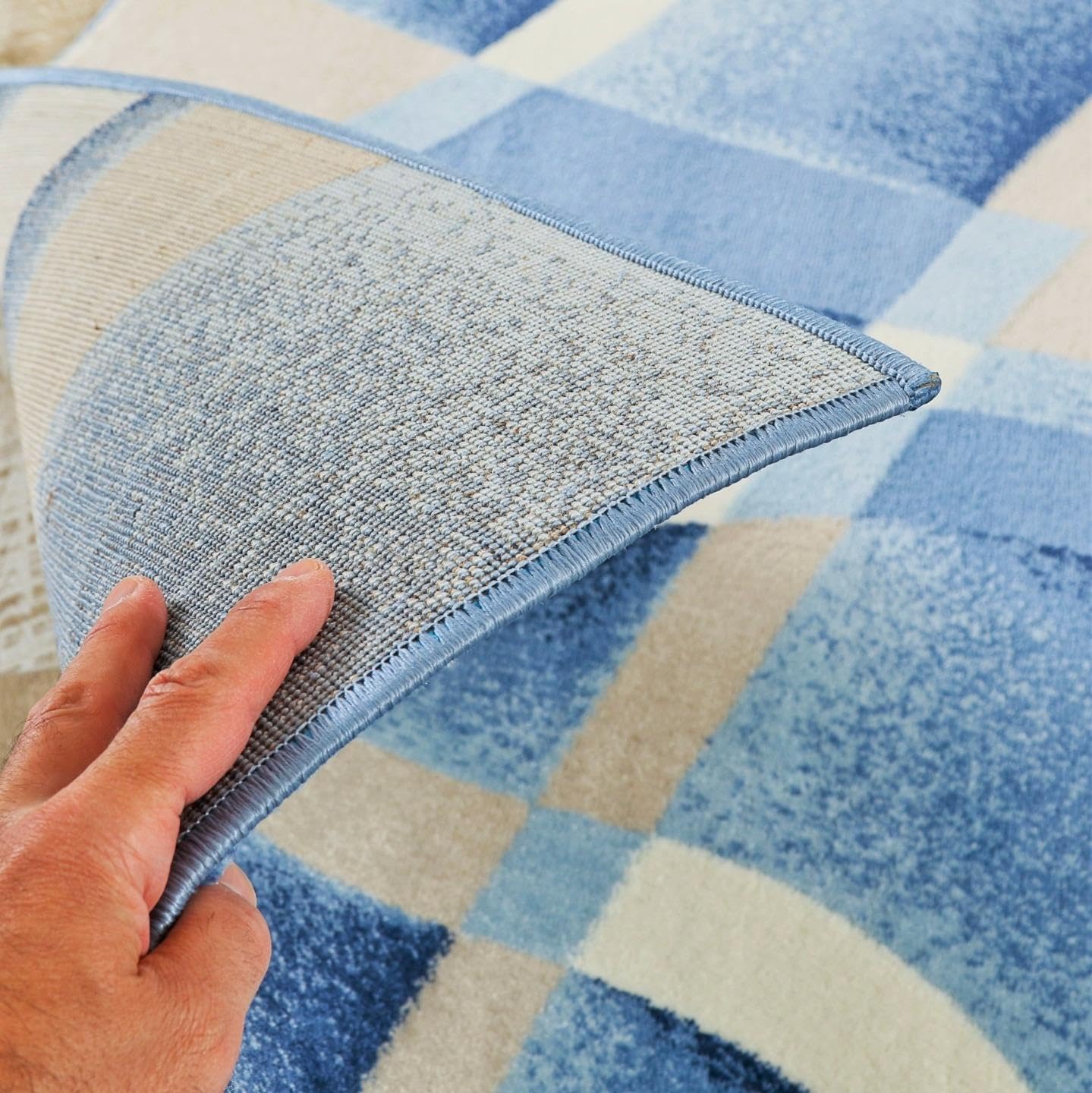2305 Geometric Abstract Blue 2x3 Area Rugs for Entryway - Non-Slip Modern Floor Mat for Living Room, Bedroom & Hallway Decor