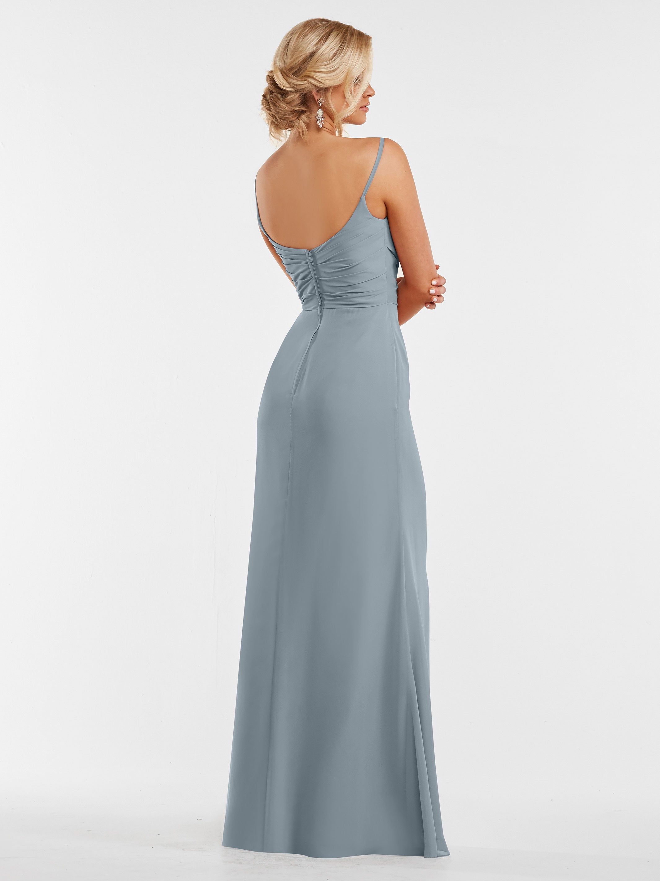 Elegant 80169 Chiffon Sheath Bridesmaid Dress with Pleated Bodice - Perfect for Weddings, Formal Events & Special Occasions