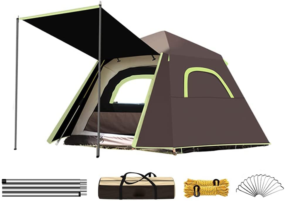 WHLONG 3-4 Person Pop Up Tent - Instant Automatic Double Layer Camping Tent for Outdoor, Hiking & Beach - Portable Cabana Shelter for Family (White) - Perfect for Camping Trips, Beach Days & Picnics