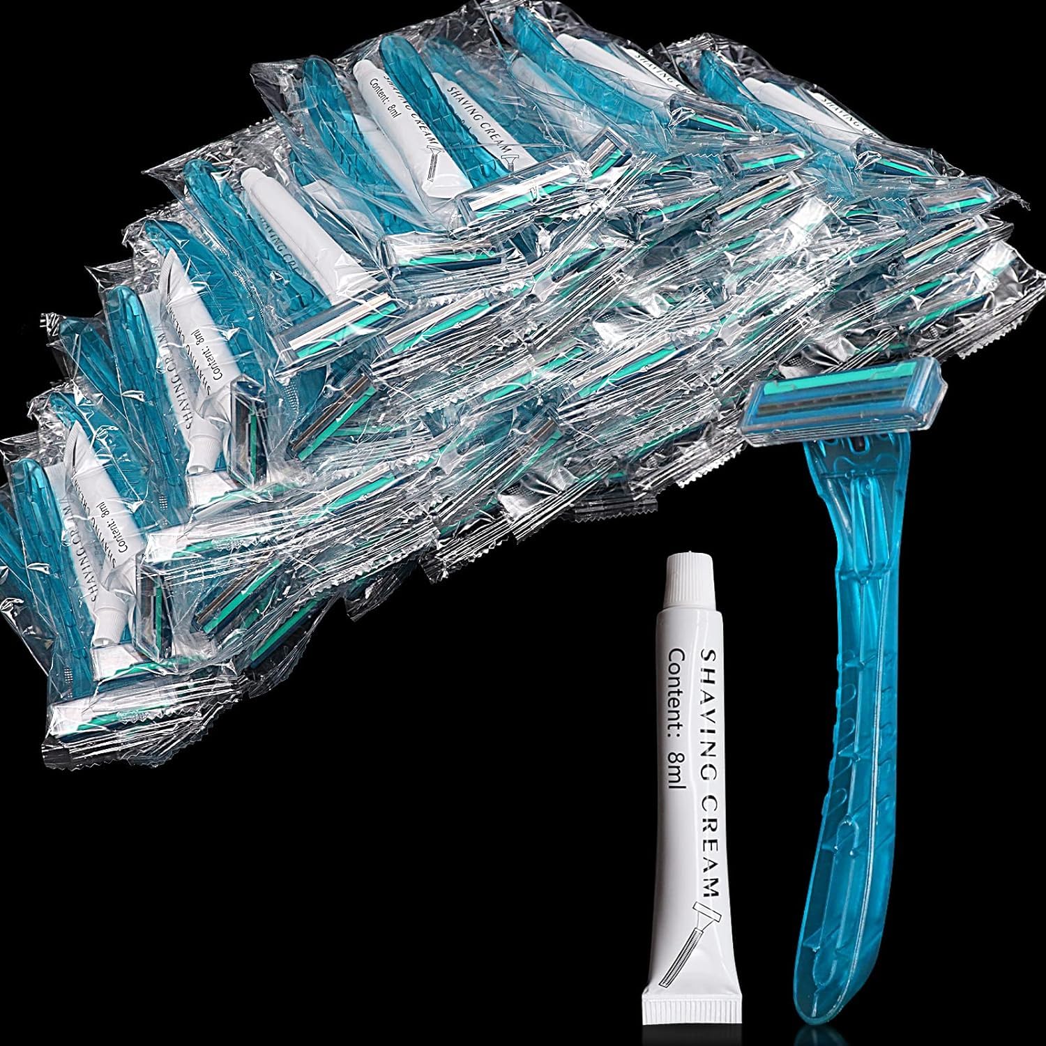 100 Pack Kheoxusa Twin Blade Disposable Razors - Individually Wrapped 2-Blade Shavers for Men & Women - Perfect for Travel, Tattoo Aftercare, Hotels & Airbnb Essentials - Smooth Shaving Experience