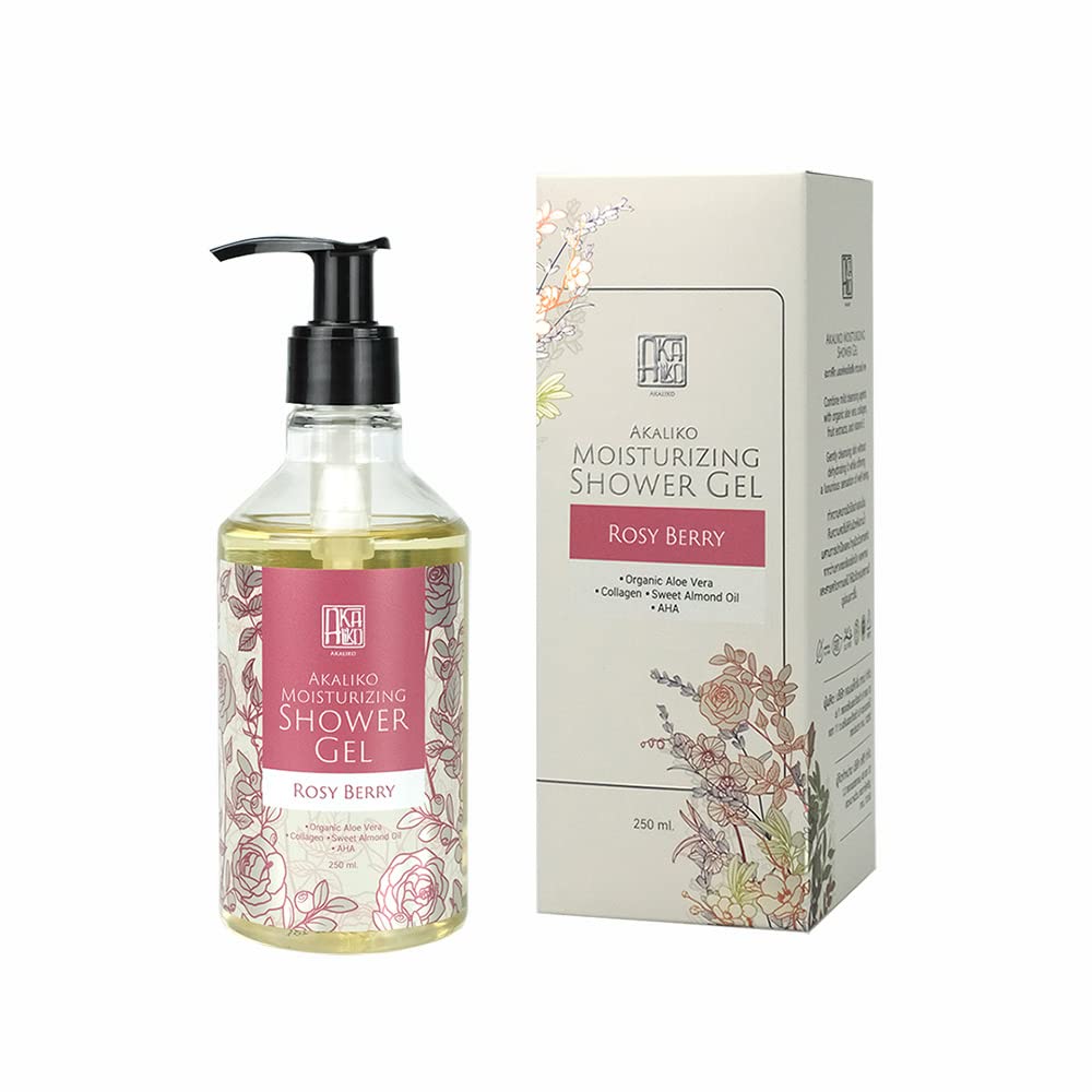 AKALIKO Green Olive & Rosy Berry Moisturizing Shower Gel Set - Hydrating Body Wash for Dry Skin, Natural Ingredients, Relaxing Bath & Shower Experience for Women & Men