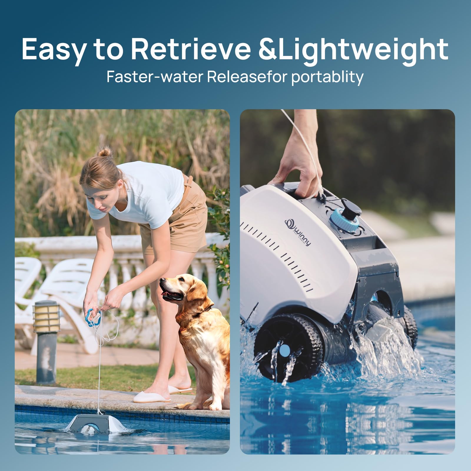 Cordless Robotic Pool Vacuum for Above Ground Pools - Powerful Suction, 130min Runtime, 6600mAh Battery - Cleans Flat Pools Up to 1300 Sq.Ft - Perfect for Backyard, Inground & Residential Swimming Pools