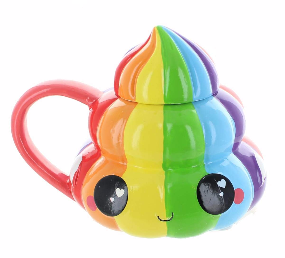 Seven20 Rainbow Emoji Coffee Mug 20oz - Funny Cute Poop Swirl Design with Lid - Ceramic Travel Mug for Kids & Adults - Perfect Gift for Office, Home & Dorm Use