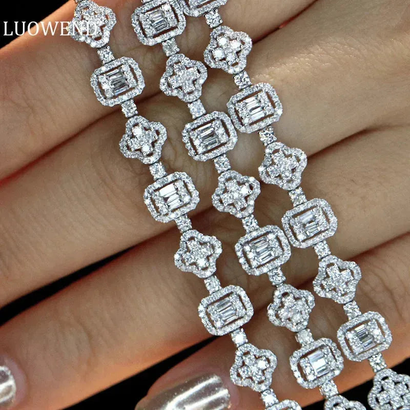 18K White Gold Diamond Bracelet for Women - 3.2 Carat Real Natural Diamonds, Vintage Shiny Style Jewelry - Perfect for Parties, Weddings & Special Occasions