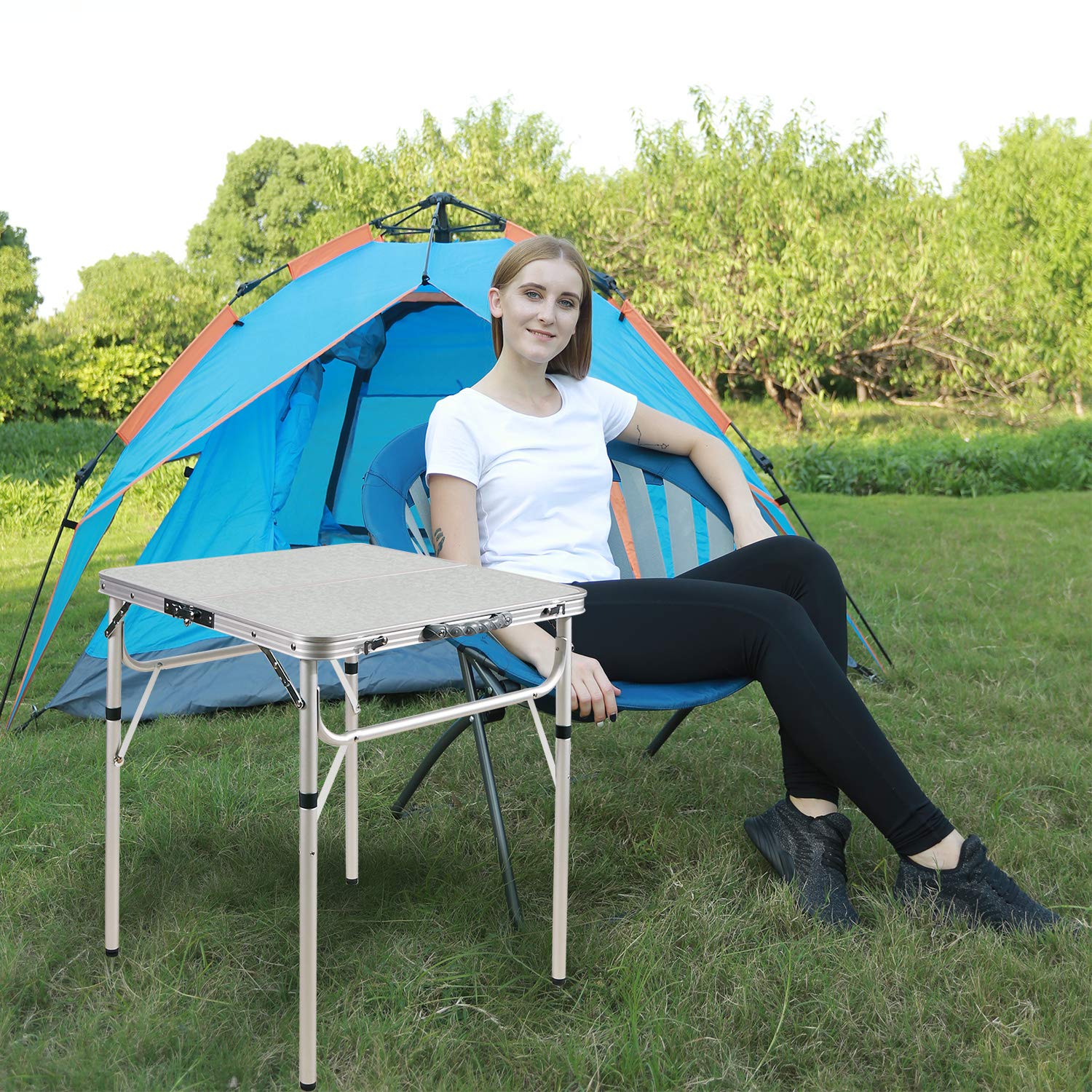 24x24 Inch Lightweight Portable Folding Card Table with Waterproof MDF Top - White Square Folding Table for Adults, Indoor & Outdoor Use - Perfect for Parties, Camping, Picnics & Game Nights