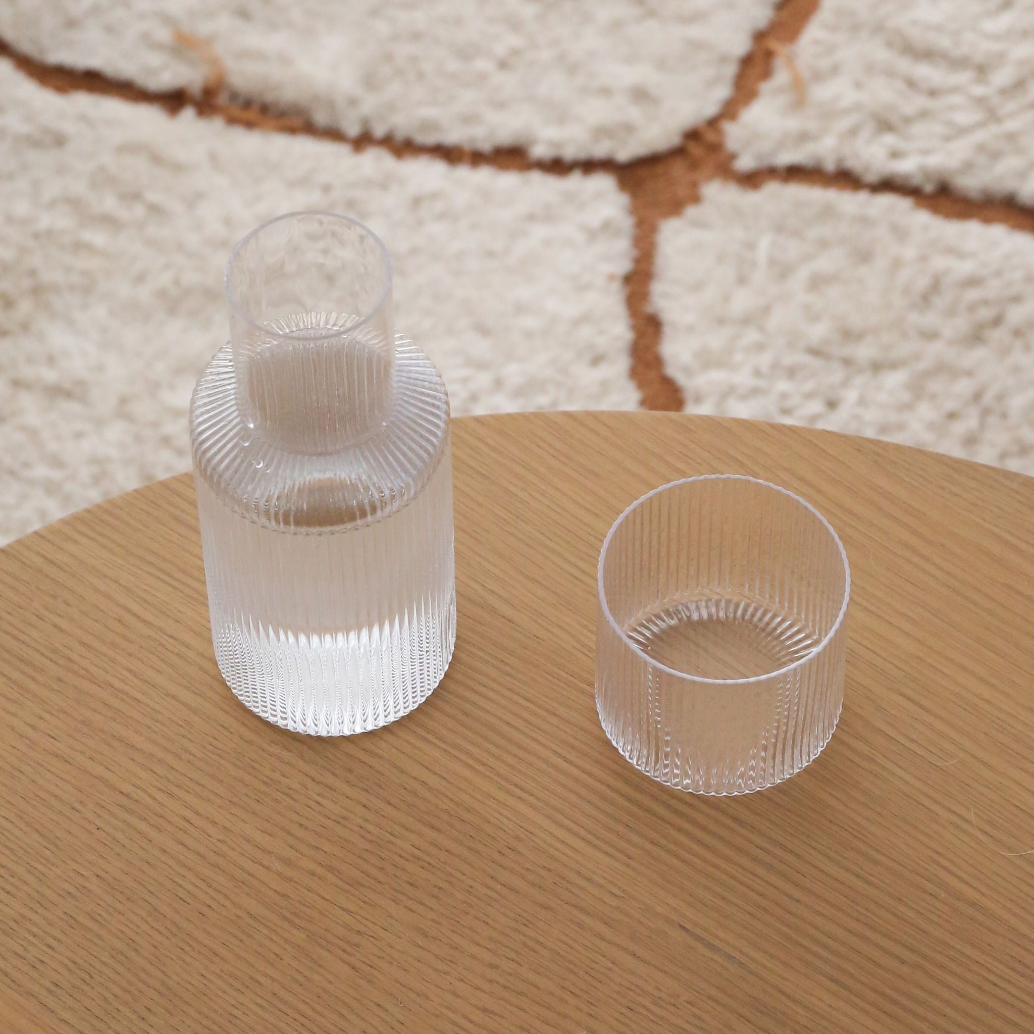 FERM LIVING Ripple Carafe Set - 17oz Glass Water Pitcher with Elegant Wave Design for Home, Kitchen & Dining Table Decor | Perfect for Serving Juice, Iced Tea & Cocktails