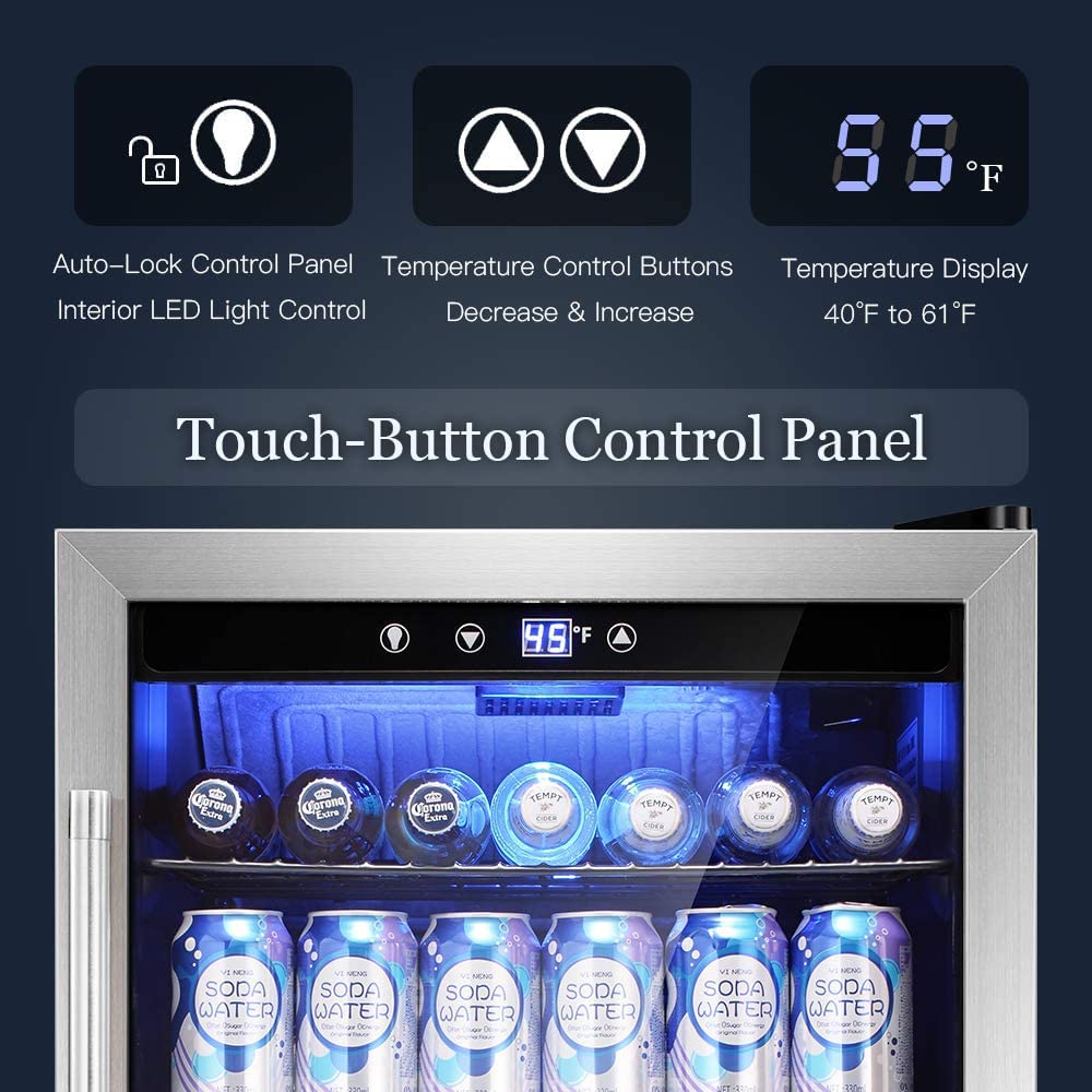Antarctic Star 4.4 Cu.Ft Beverage Refrigerator - 145 Can Mini Fridge with Glass Door for Beer, Soda, Wine & Energy Drinks | Compact Drink Cooler for Home, Office, Bar, Man Cave or Game Room | Energy Efficient Small Refrigerator for Parties & Entertaining