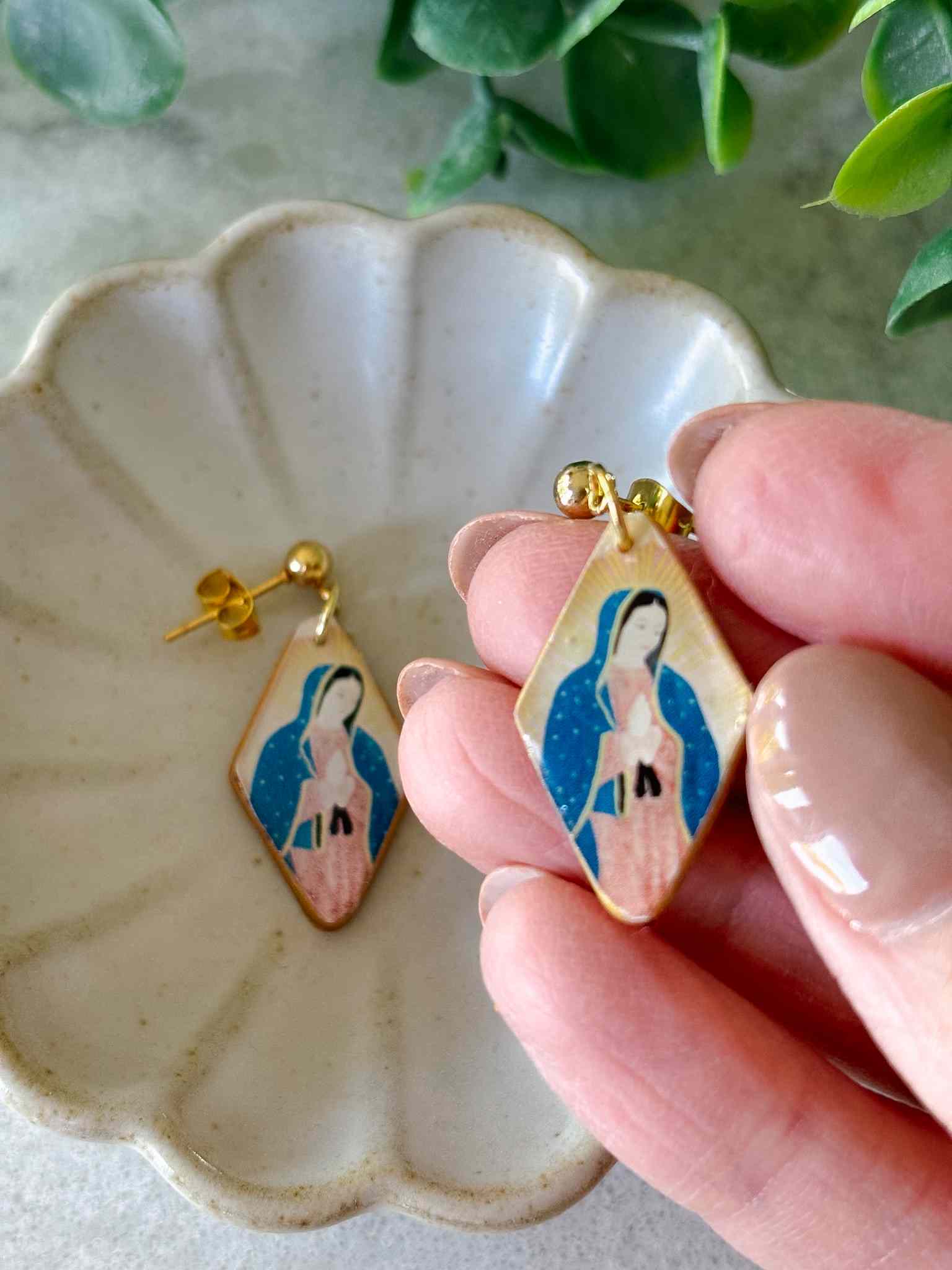 Handmade Our Lady of Guadalupe Earrings - Religious Jewelry for Women - Perfect for Church, Prayer & Special Occasions