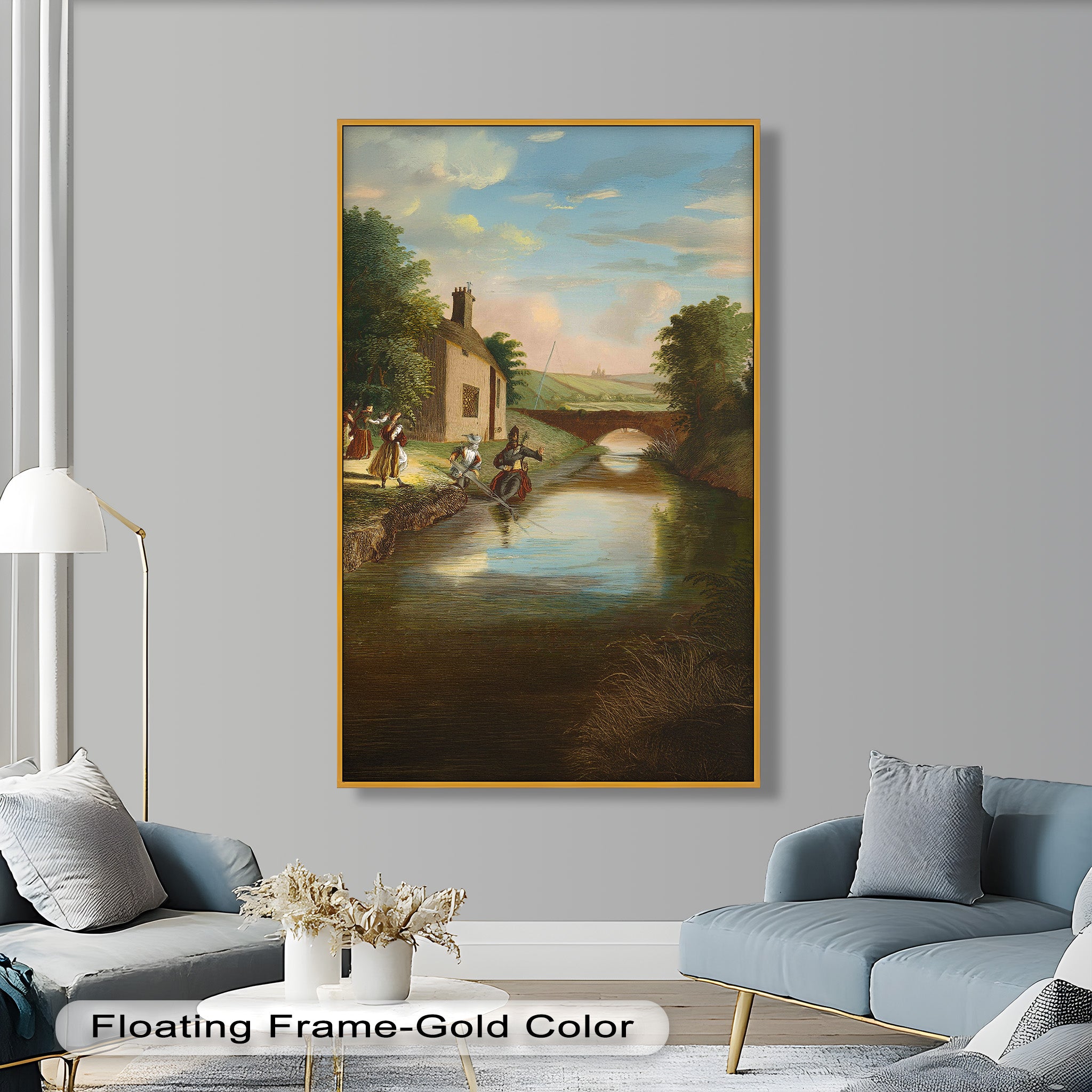 Romantic English Countryside Historic Oil Painting - A Day by the River - Perfect for Home Decor, Living Room Wall Art & Gift Ideas