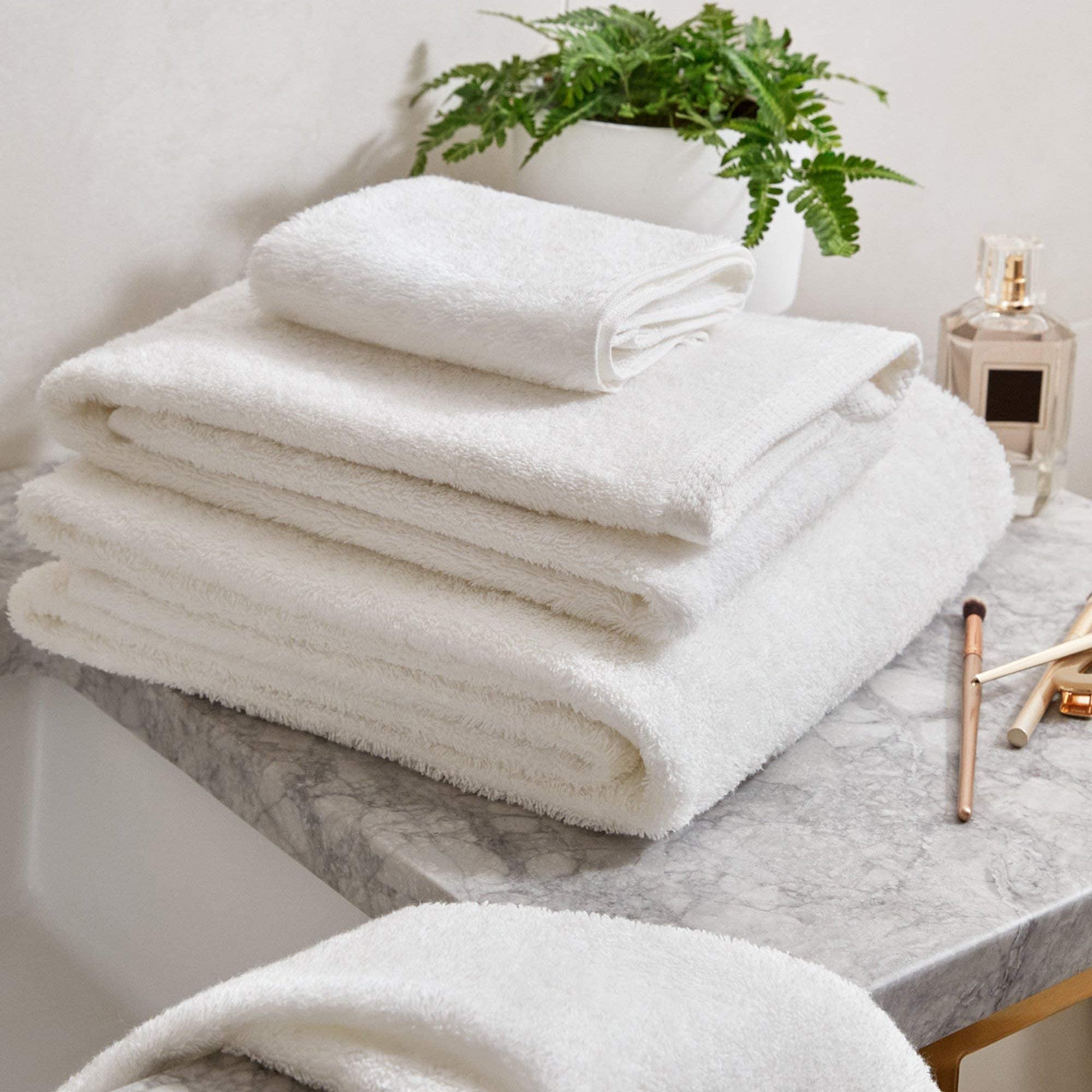 H by Frette Luxury 100% Cotton Bath Towel Set of 2 - Premium All-White Bath Linens (27