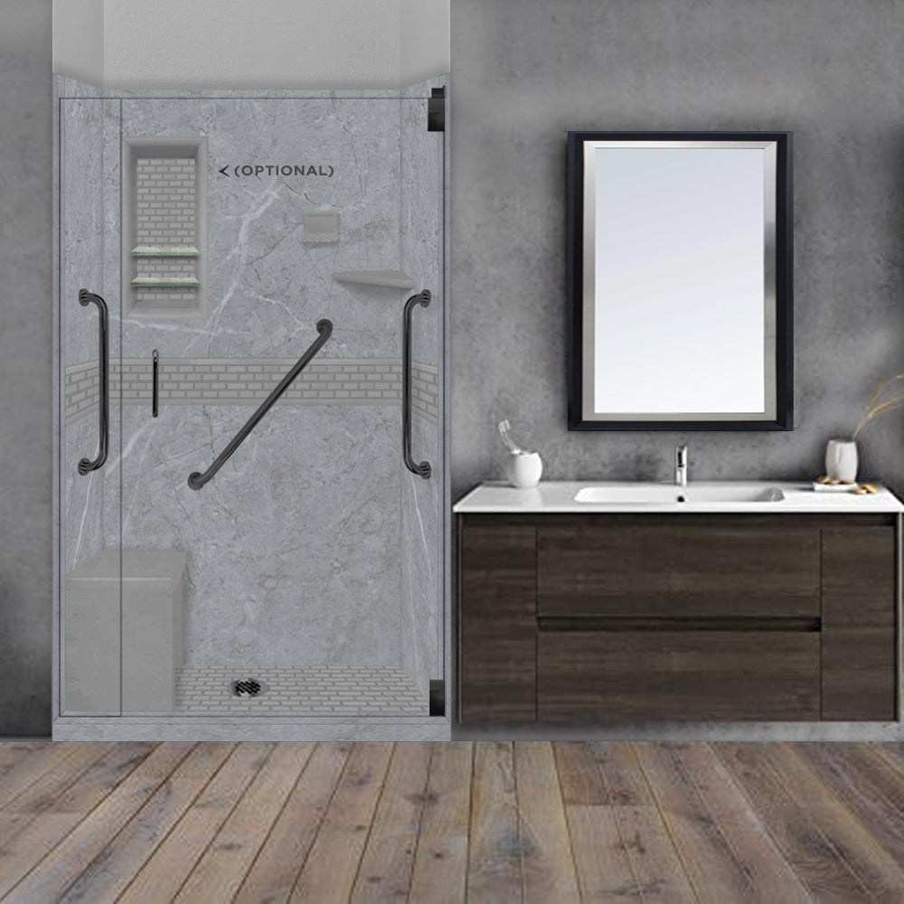 Freedom Grio Marble Classic Alcove Shower Enclosure Kit - Waterproof Bathroom Upgrade for Modern Homes, Easy Installation & Durable Design, Perfect for Small Spaces & Renovations