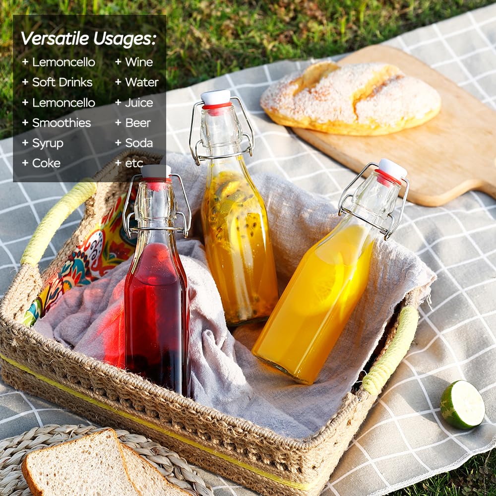 Premium 8 oz Swing Top Glass Bottles with Airtight Lids - Set of 9 for Home Brewing, Kombucha, Kefir & Homemade Beverages | Perfect for Storing Beer, Oil, Vinegar, Juices & DIY Vanilla Extract | Ideal for Kitchen, Pantry & Crafting Projects