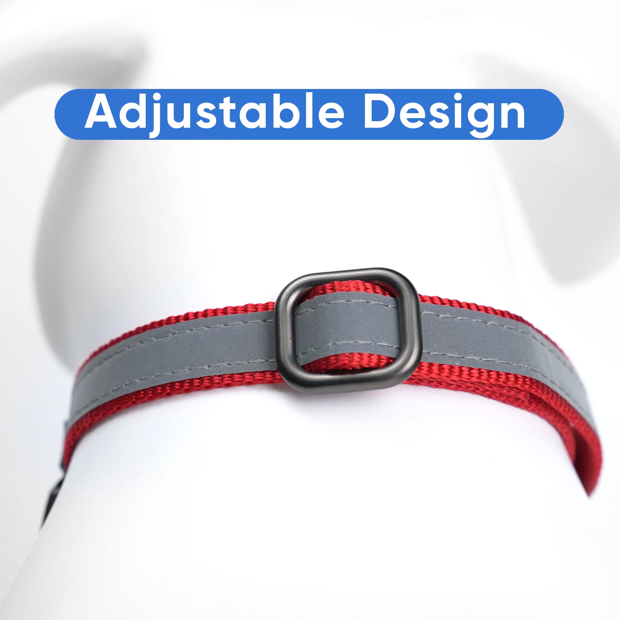 Custom Embroidered Martingale Dog Collar with Reflective Stitching - Personalized Name & Phone Number - Adjustable for Puppies & Small/Medium/Large Dogs (Medium, Red) - Perfect for Night Walks, Training & Pet Safety