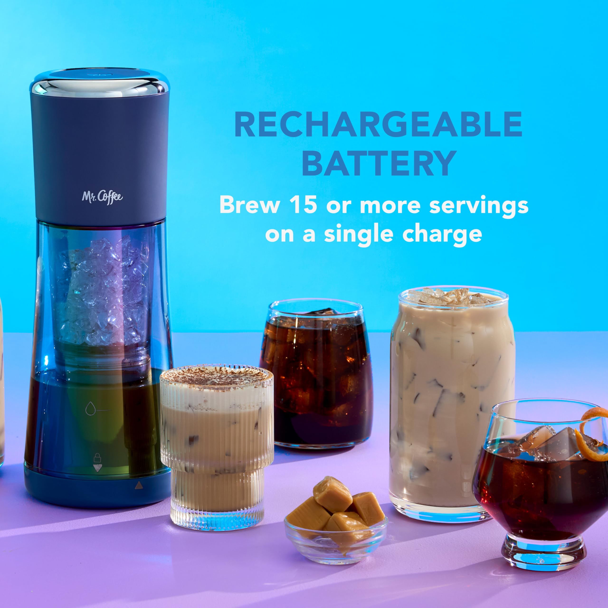 Mr. Coffee® Express Cold Brew Coffee Maker - 10-Minute Fast Brewing Iced Coffee Machine in Indigo Blue | Perfect for Home, Office & Outdoor Use