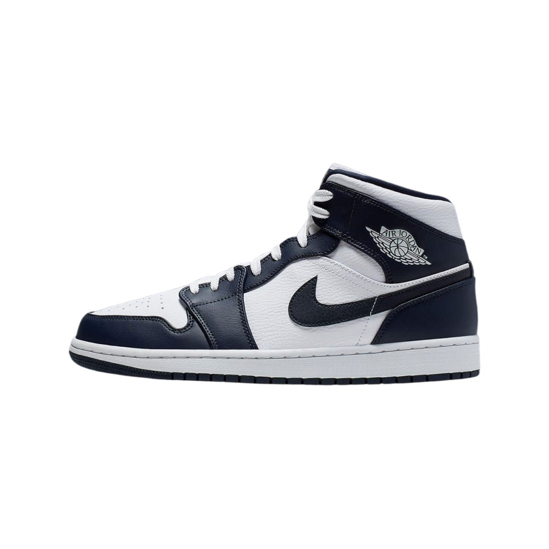 Air Jordan 1 Mid Sneakers - Obsidian, White & Metallic Gold Colorway - Men's Basketball Shoes for Casual Wear & Street Style