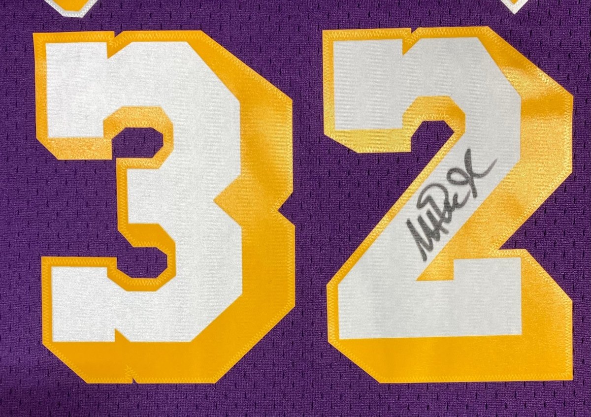 Magic Johnson Autographed 1984-85 Los Angeles Lakers Purple Mitchell & Ness Hardwood Classics Swingman Jersey - Perfect for NBA Memorabilia Collectors and Lakers Fans - Great for Display, Gifting, and Sports Memorabilia Collections