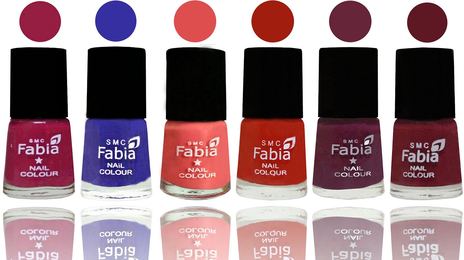 SMC Fabia Shine Bright Glossy Nail Polish Combo Set - 6 Vibrant Colors, Long Lasting & Chip Resistant Nail Paint Kit (02538) | Perfect for Manicures, Pedicures, Parties & Special Occasions