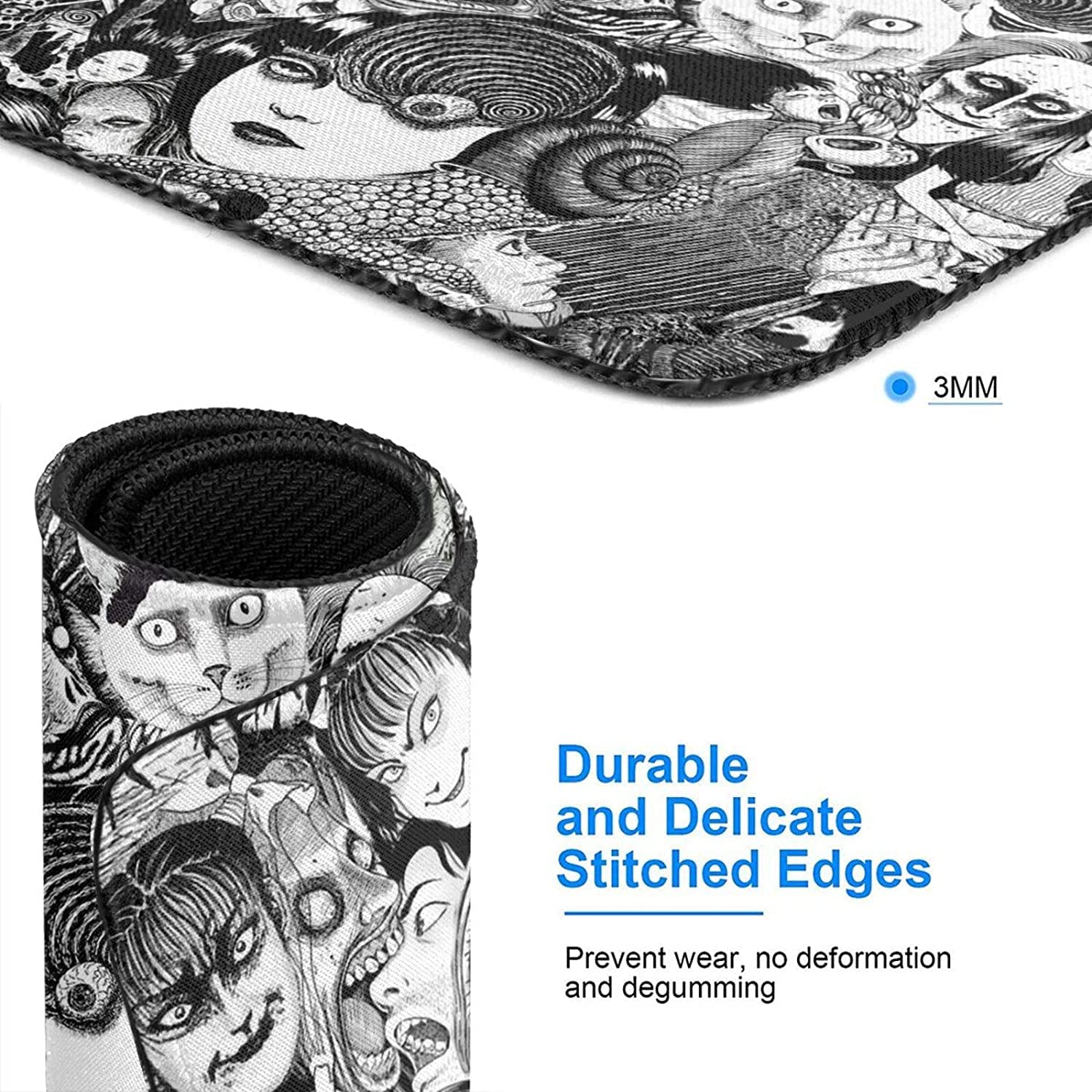 Junji Ito Tomie Uzumaki Horror Manga Collage Non-Slip Mouse Pad - 7.1 x 8.7 Inch Gaming Mousepad with Stitched Edges for PC, Laptop, Computer - Perfect for Anime Fans, Horror Enthusiasts & Gamers