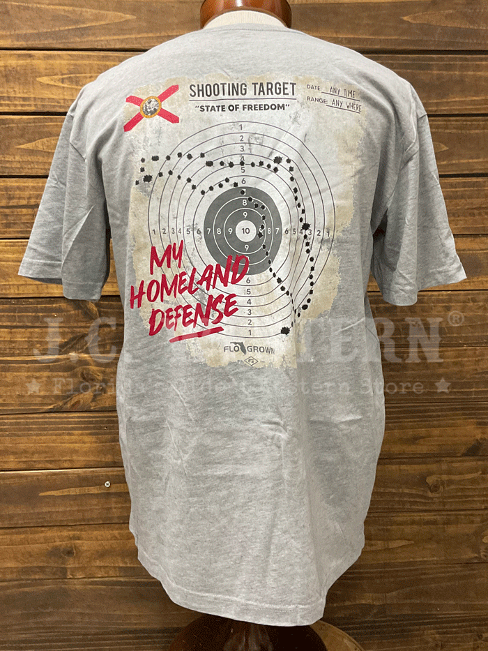 FloGrown FGM 1788 Men's Shooting Target Graphic T-Shirt - Silver Grey - Comfortable Casual Tee for Range Training, Outdoor Activities & Streetwear Fashion