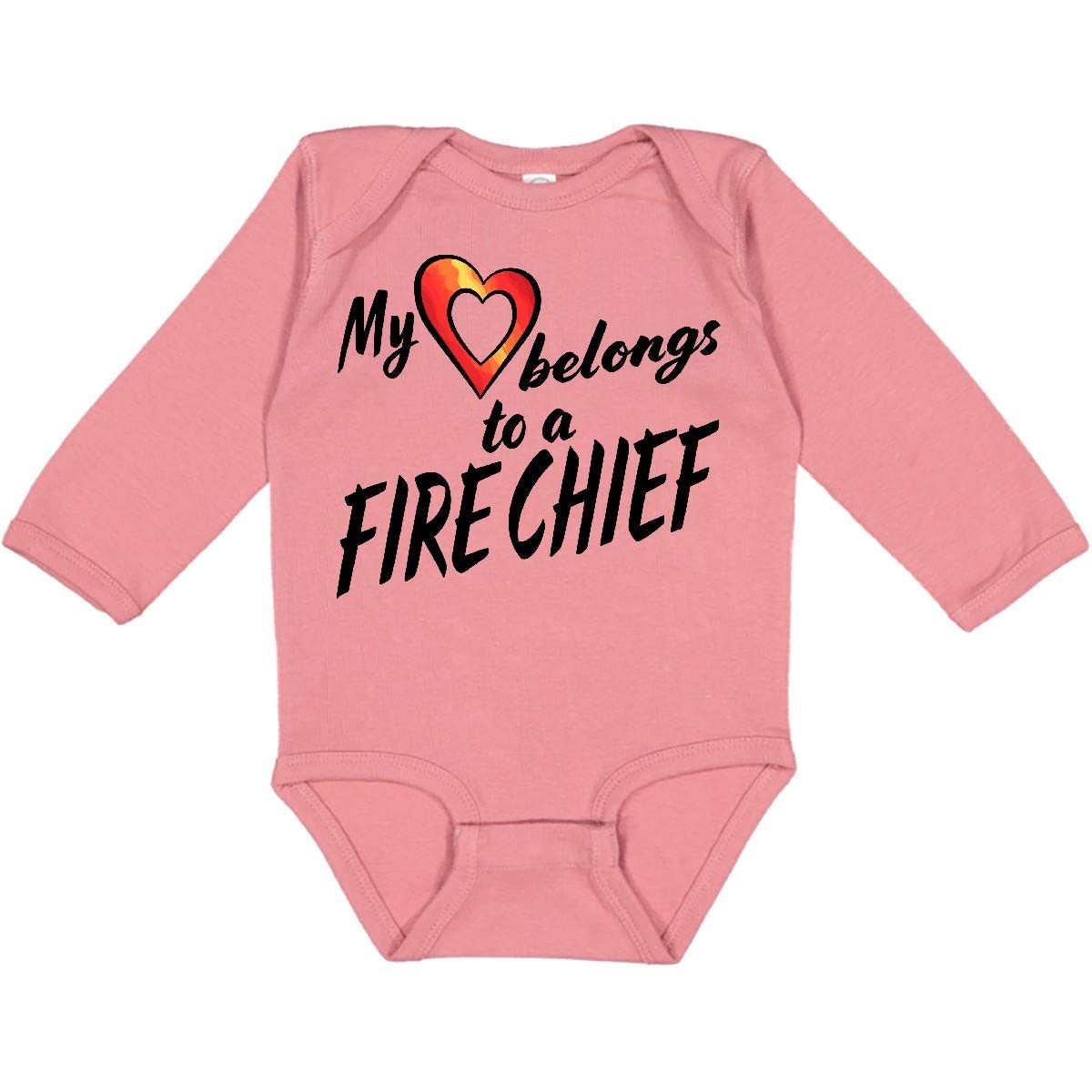 Inktastic My Heart Belongs to a Fire Chief Red Heart Long Sleeve Baby Bodysuit - Perfect for Firefighter Appreciation & Family Matching Outfits