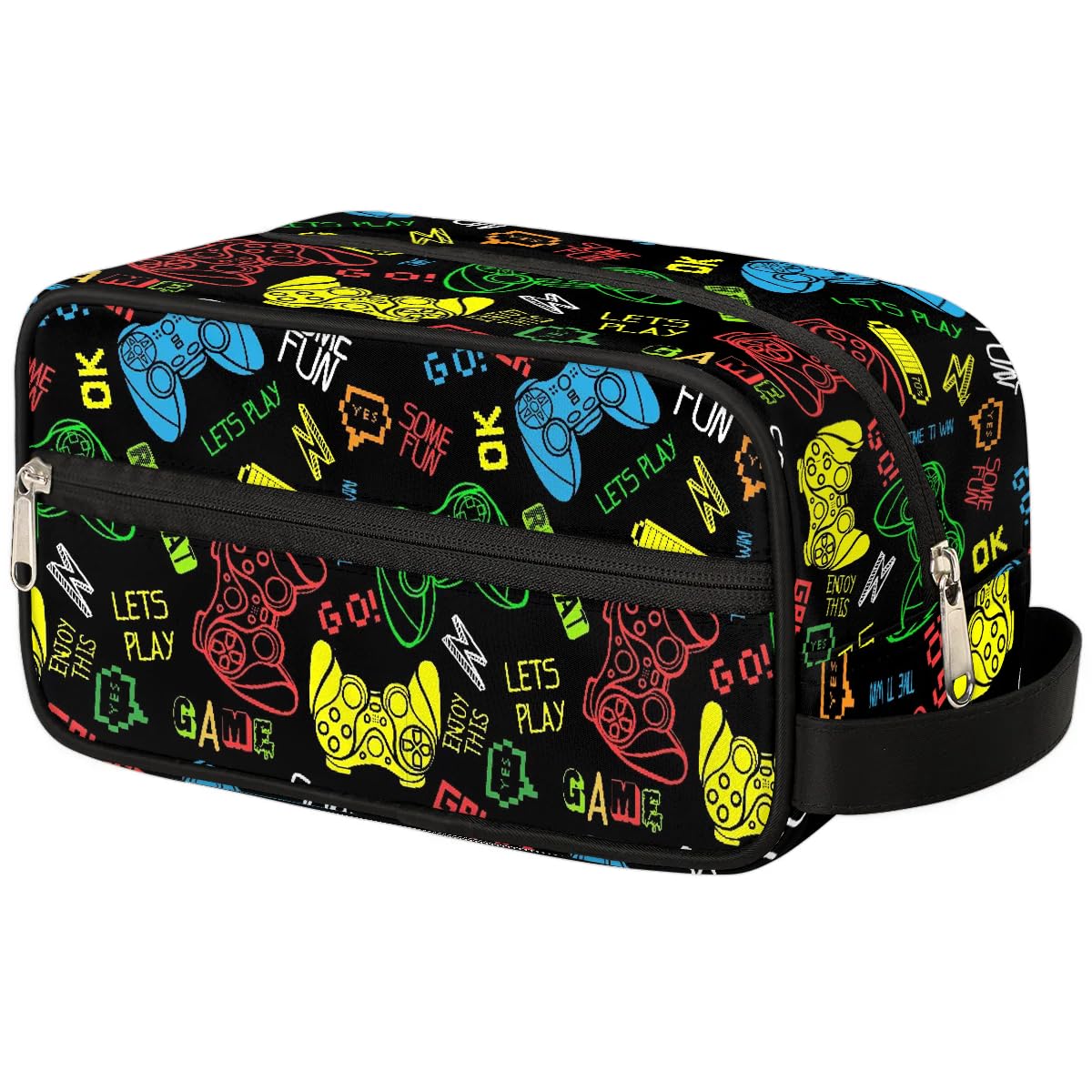 Boys Travel Toiletry Bag - Waterproof Hanging Dopp Kit with Game Controller Design for Kids & Men - Large Capacity Shaving Organizer for Video Game Fans - Perfect for Travel, Sports, Gym & Shower Use