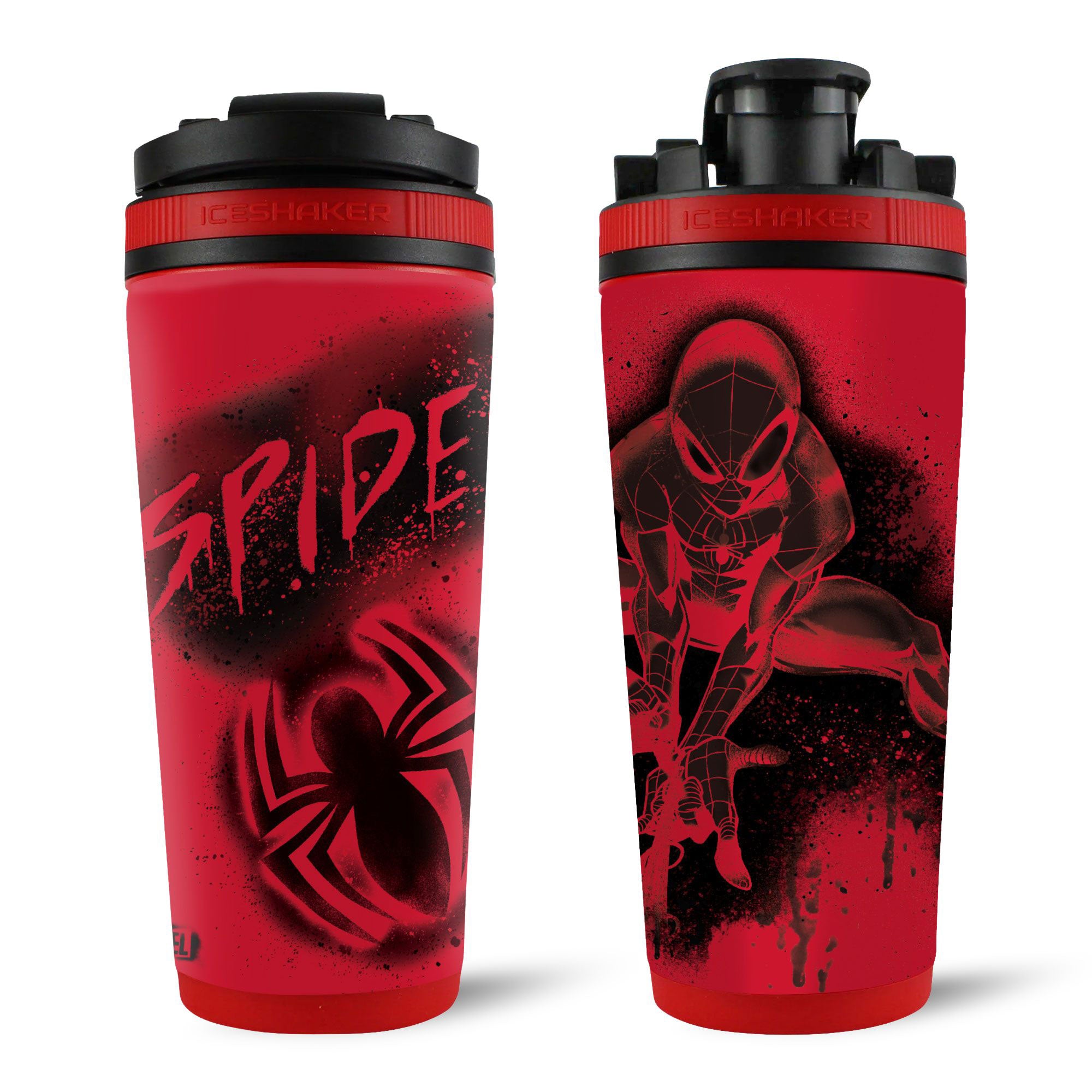 Marvel Spider-Man 4D Ice Shaker Bottle - Insulated Stainless Steel Water Bottle with Spray Paint Design for Gym, Workout & Sports | Perfect for Protein Shakes & Cold Drinks