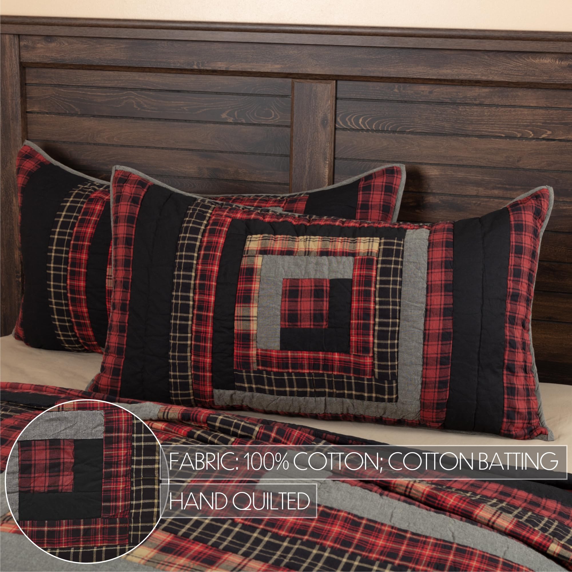 VHC Brands Rustic & Lodge Cumberland King Sham 21x37 - Chili Pepper Red Bed Pillow Cover for Farmhouse & Cabin Decor | Perfect for Bedroom, Guest Room & Lodge Styling