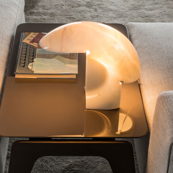 Elios Marble Table Lamp - Modern LED Bedside Night Light for Bedroom, Living Room & Office - Dimmable Touch Control Desk Lamp with USB Port