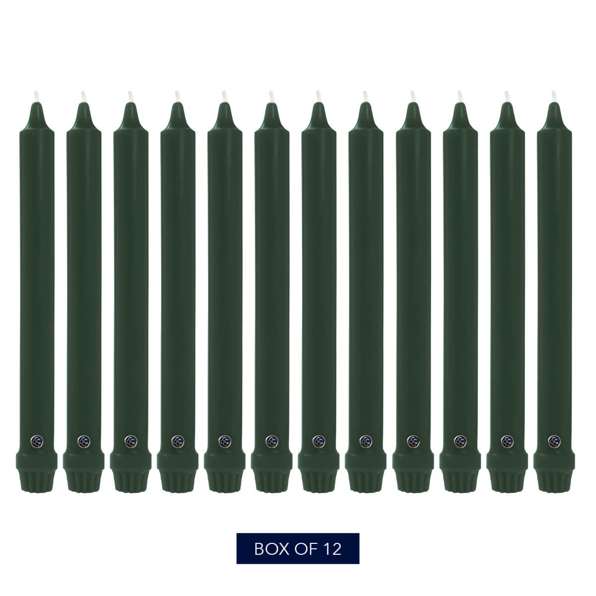 Colonial Candle Unscented Taper Candles - Classic Collection Evergreen 8-Inch (Pack of 12) | 6-Hour Burn Time | Perfect for Dining Tables, Holiday Decor & Romantic Ambiance
