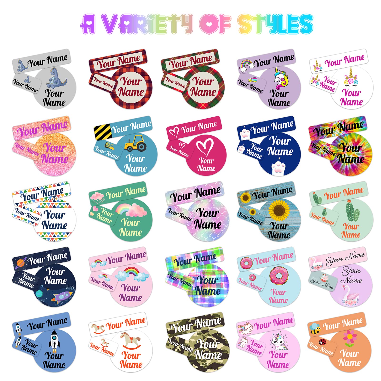 105 Pcs Personalized Kids Name Labels - Custom Waterproof Stickers for Lunch Boxes, Water Bottles & School Supplies - Perfect for Daycare, Camp & Back to School Organization