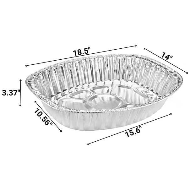 Disposable & Durable Extra Large Oval Turkey Roaster Aluminum Pans - 100% Recyclable for Thanksgiving, Brisket, Baking & Roasting (50 Pack) | Perfect for Holiday Cooking, Large Family Meals & Catering Events