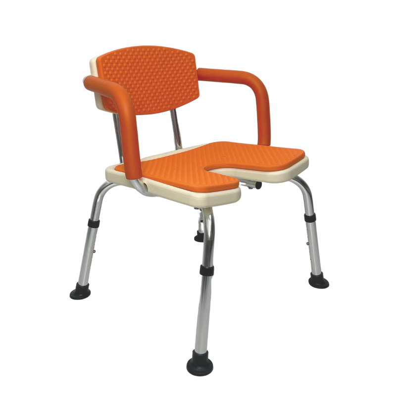U-Shaped Padded Shower Chair with Armrest & Backrest - Non-Slip Bath Seat for Elderly & Disabled - Ideal for Bathroom Safety & Comfort