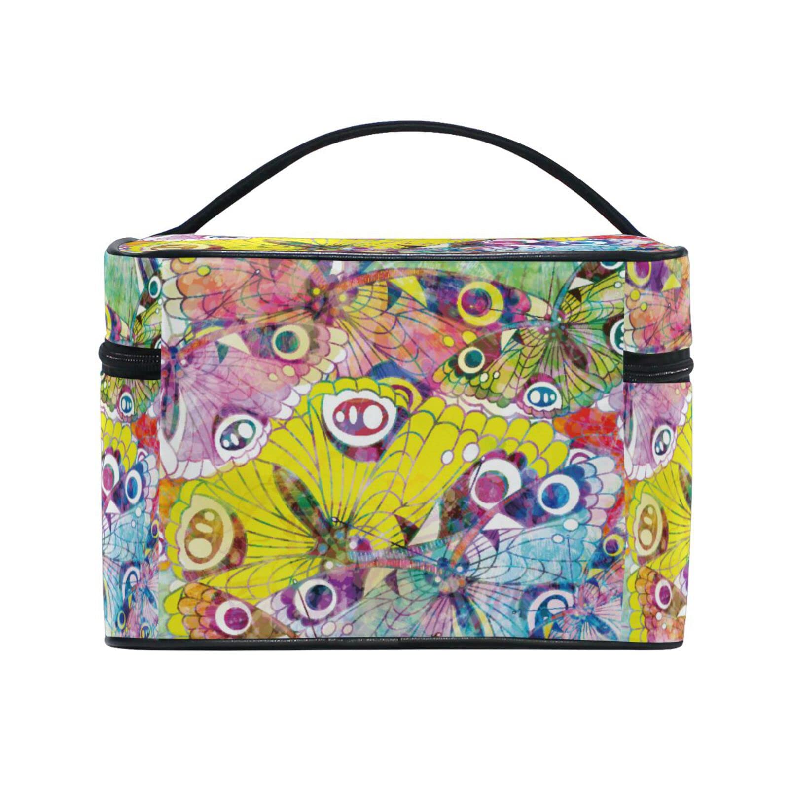 Colorful Butterfly Cartoon Makeup Bag for Women & Girls - Waterproof Cosmetic Organizer Pouch with Zipper - Perfect for Travel, Gym, and Daily Essentials Storage