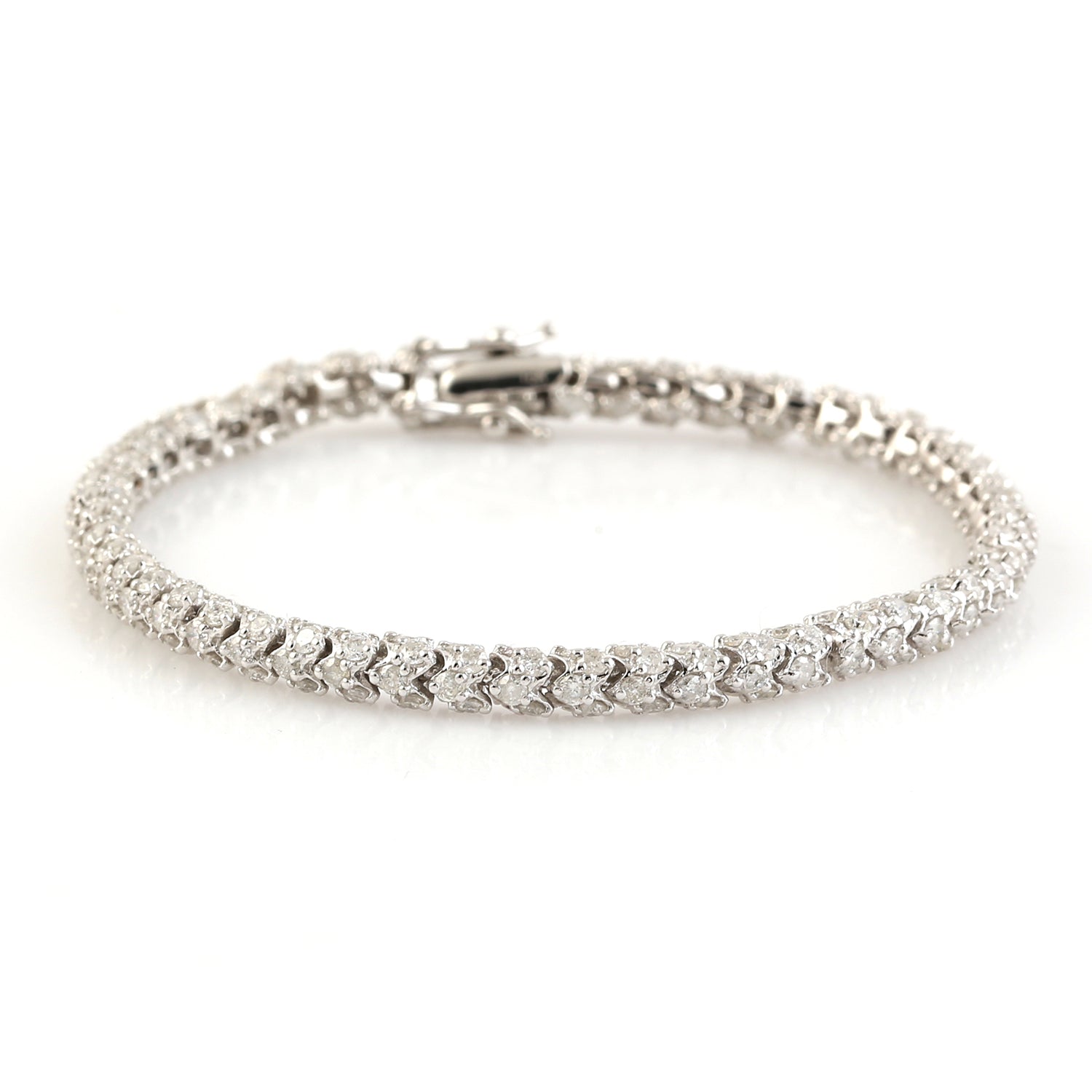 18K White Gold Pave Diamond Tennis Bracelet - Adjustable & Flexible Design for Women | Perfect for Weddings, Parties & Everyday Elegance