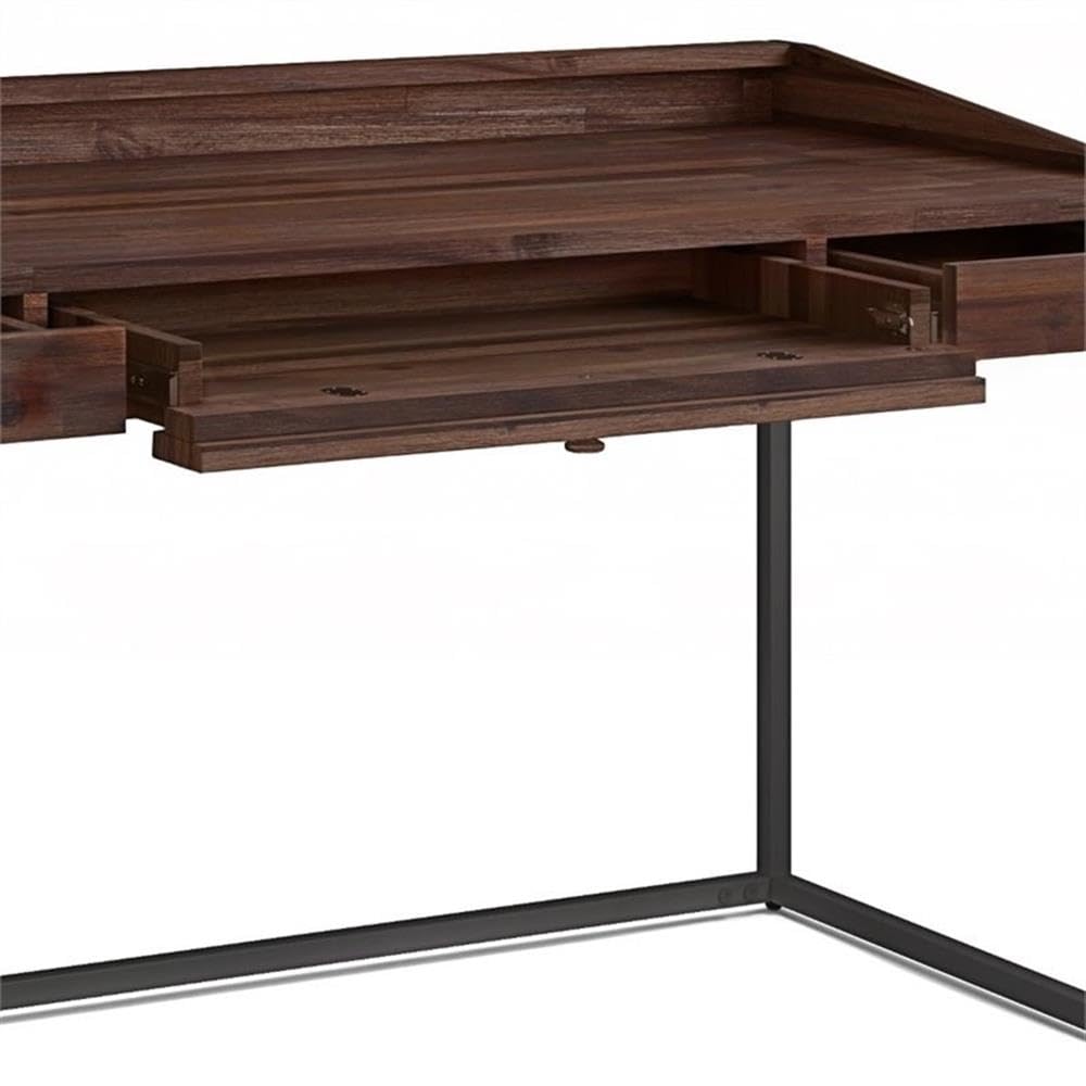60 Inch Solid Wood Computer Desk - Industrial Rustic Home Office Desk for Small Spaces, Modern Study Table for Bedroom, Distressed Brown Writing Work Desk | Perfect for Remote Work, Online Classes & Home Office Setup