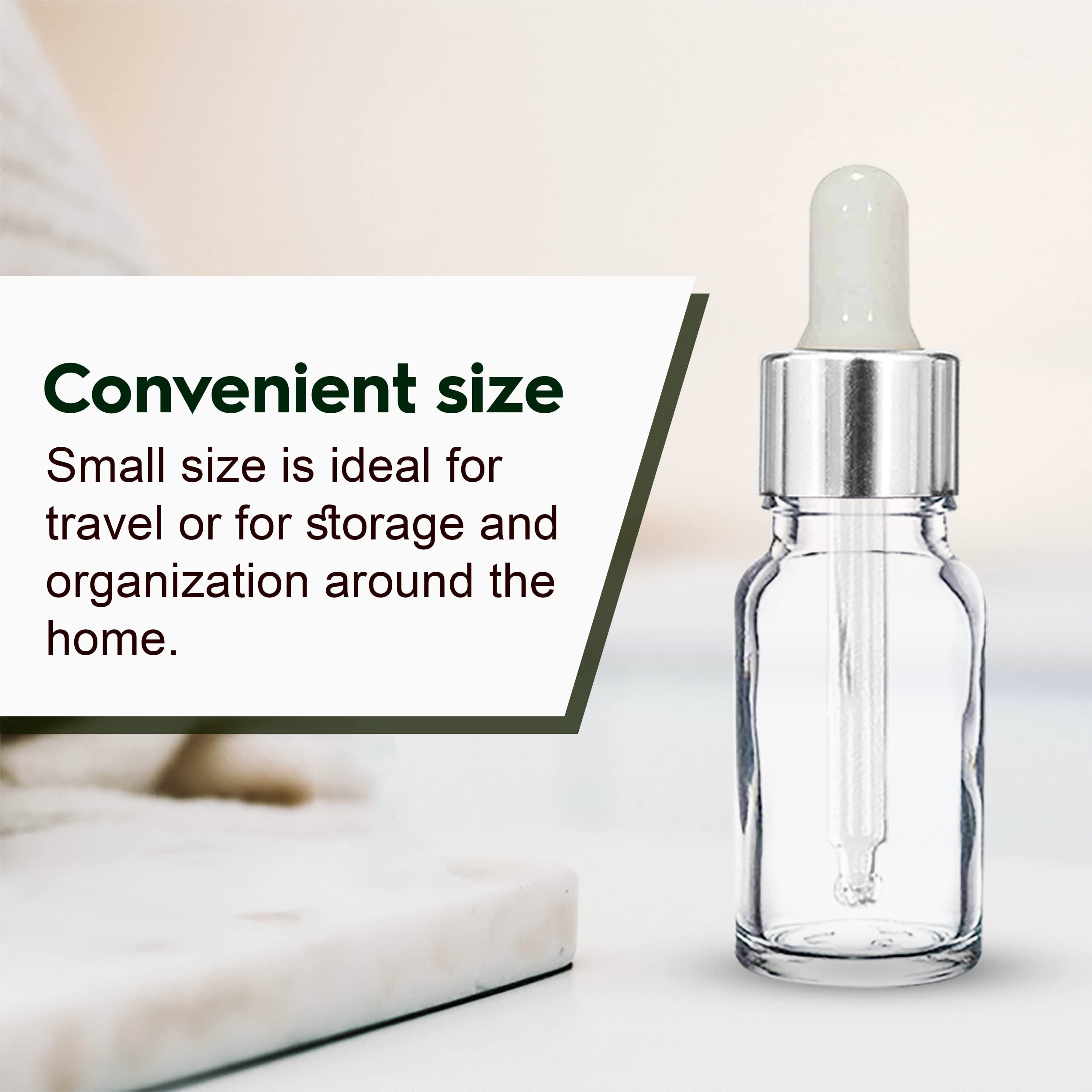 10ml Clear Empty Glass Bottle with Dropper & Silver Ring - Refillable Leakproof Essential Oil Perfume Container (Pack of 3) | Perfect for DIY Aromatherapy, Travel & Gift Sets